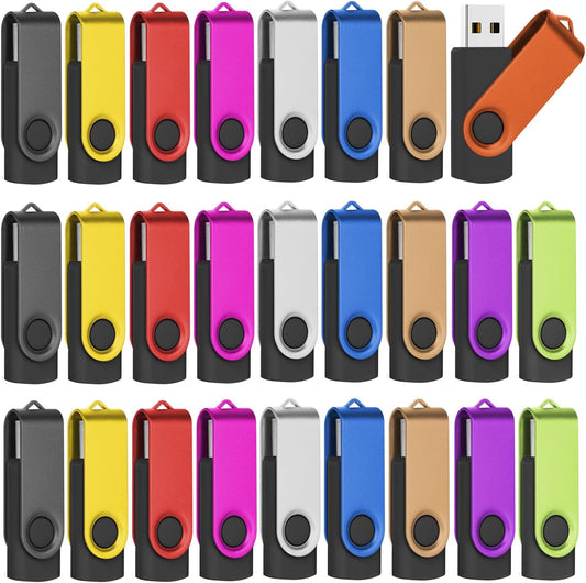 EASTBULL Flash Drive Bulk 1GB USB 100 Pack with Lanyards USB 2.0 Thumb Drive Bulk Memory Stick Swivel Pen Drive for Storage and Backup(1GB 100Pack, Mixed Color)