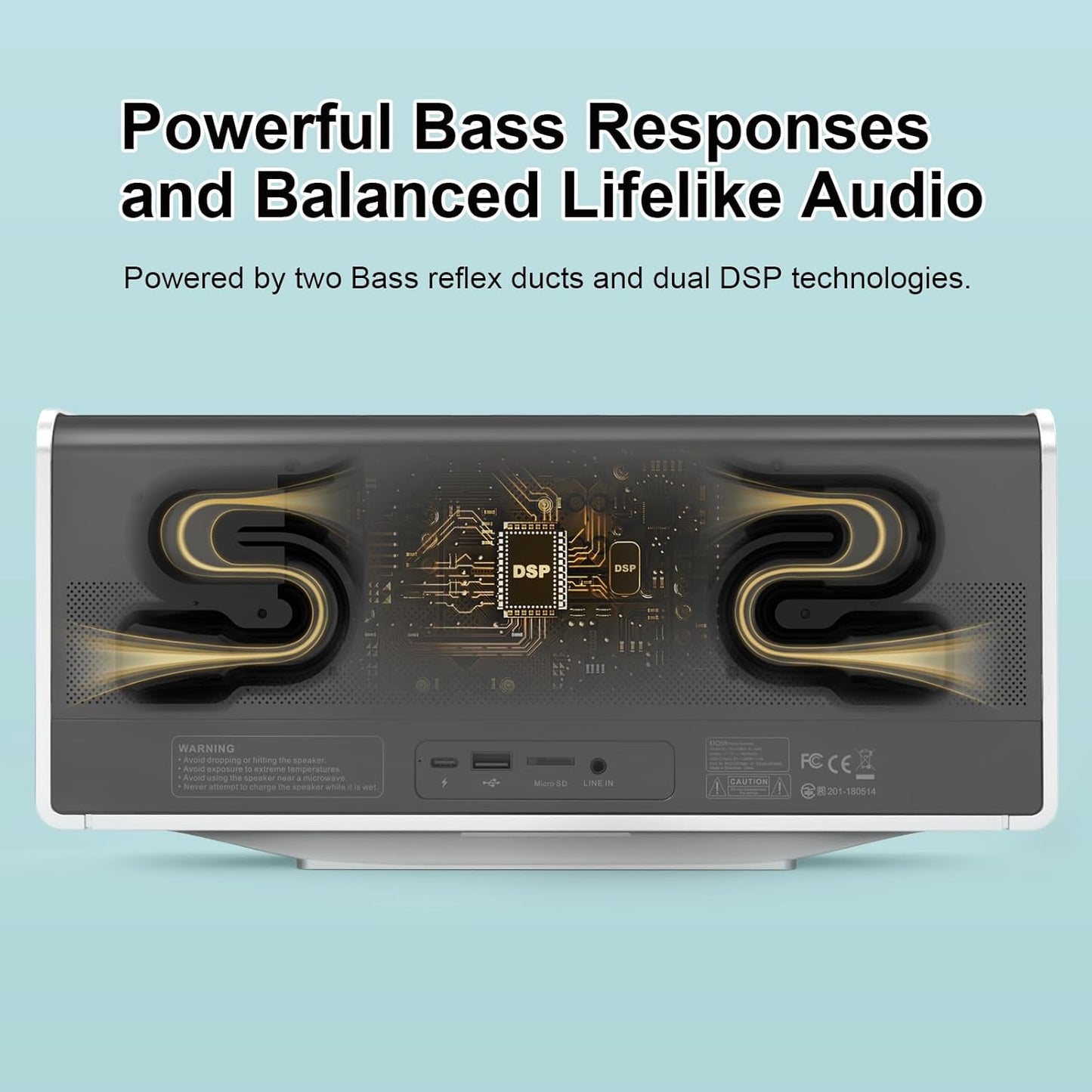 DOSS SoundBox Ultra Bluetooth Speaker with 2.1 Channel Audio, 80W Superior Sound with Deep Bass, Two DSP Technologies, 18H Playtime, BT 5.3, Wireless for Home, Office, Room-White