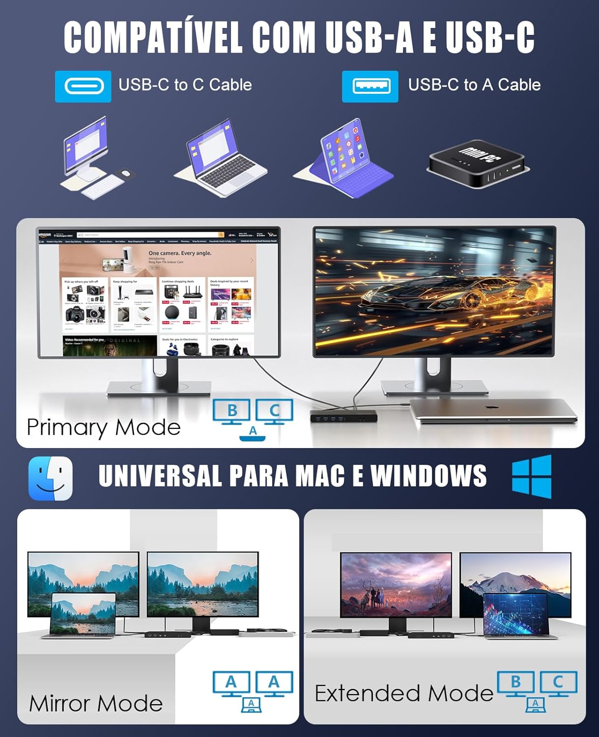 WAVLINK Pro Dual 4K@60Hz Universal Docking Station | USB 3.0/USB-C Laptop Dock for Mac & Windows | 2 HDMI/DP Monitors, Gigabit Ethernet, 6 USB 3.0 | Home Office & Multi-Screen Productivity.