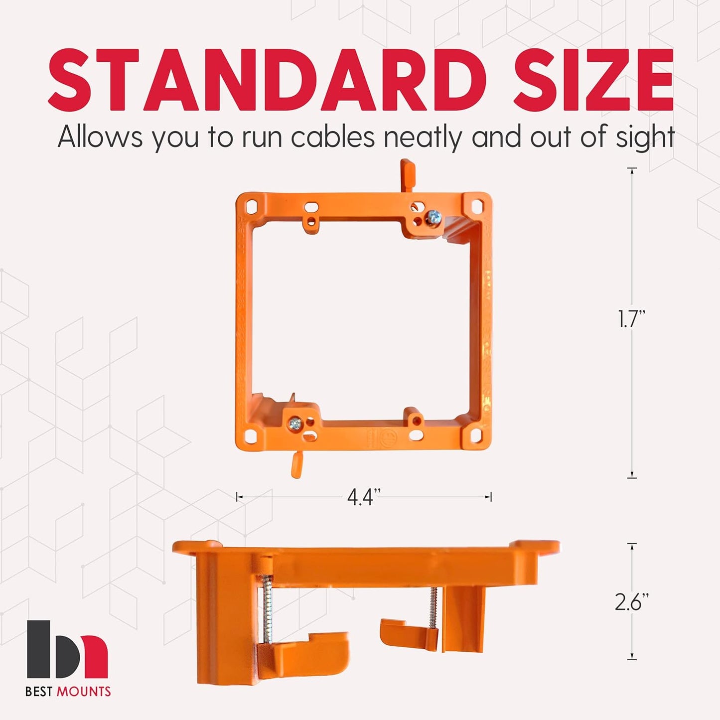 BestMounts - 2 Pack In Wall Cable Management Kit - Recessed Wall Plate Cable Black Pass Through Pair with Dual Gang Low Voltage Mounting Bracket - TV Cord Hider for Wall Mounted TV ETL Listed