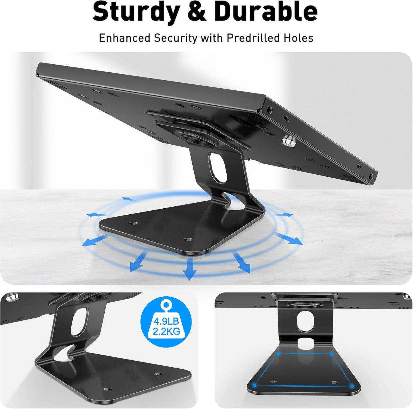 AboveTEK Anti-Theft Tablet Stand – iPad Locking & Security Stand, Countertop & Wall Mount POS Stand, 360° Swivel Kiosk Stand for iPad/iPad Air/iPad Pro – Ideal for Retail Business (Black)