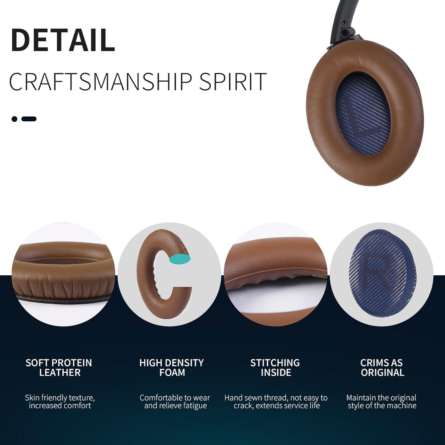 Ear Pads for Bose QC35: Durable Comfortable Noise Cancellation Replacement Cushion Earpads for Bose Quitecomfort 35 QC35 QC35 ii Headphones with Good Audio Quality