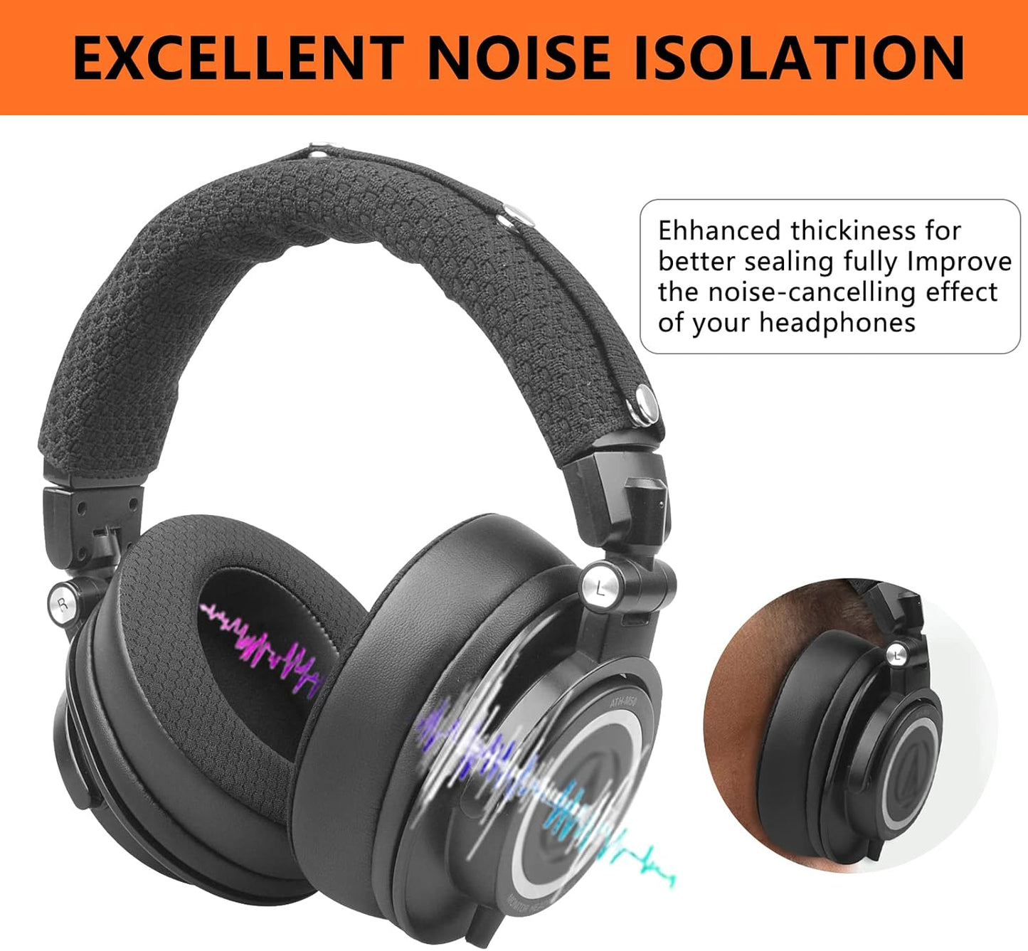 GVOEARS Replacement Earpads for Audio Technica ATH M50X/M40X/M30, HyperX Cloud/Alpha, Sony MDR-7506 Series, Steelseries Arctis earpads Replacement, Ear Cushions Also fit Turtle Beach Stealth & More