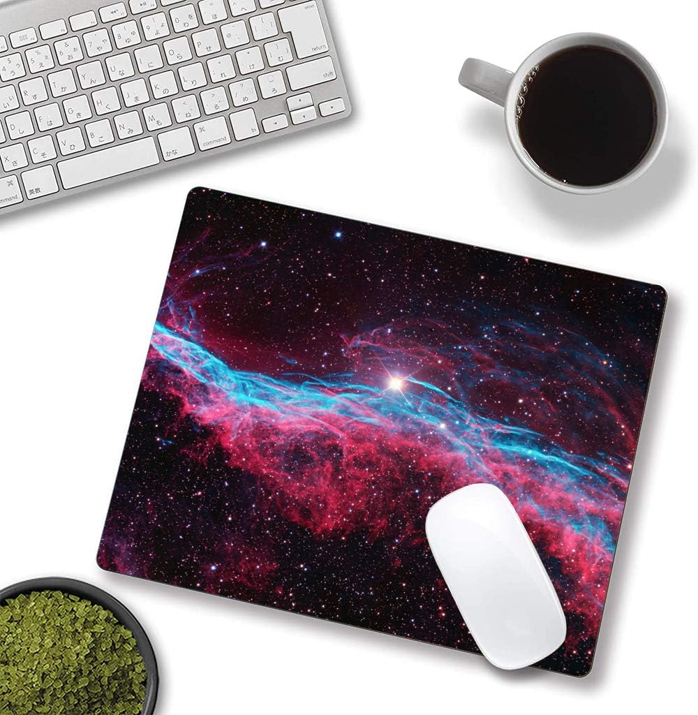 Galaxy Glitter Nebula Mouse Pad, Blue Red Space, Waterproof Non-Slip Rubber Base, 9.5"x7.9" Inch