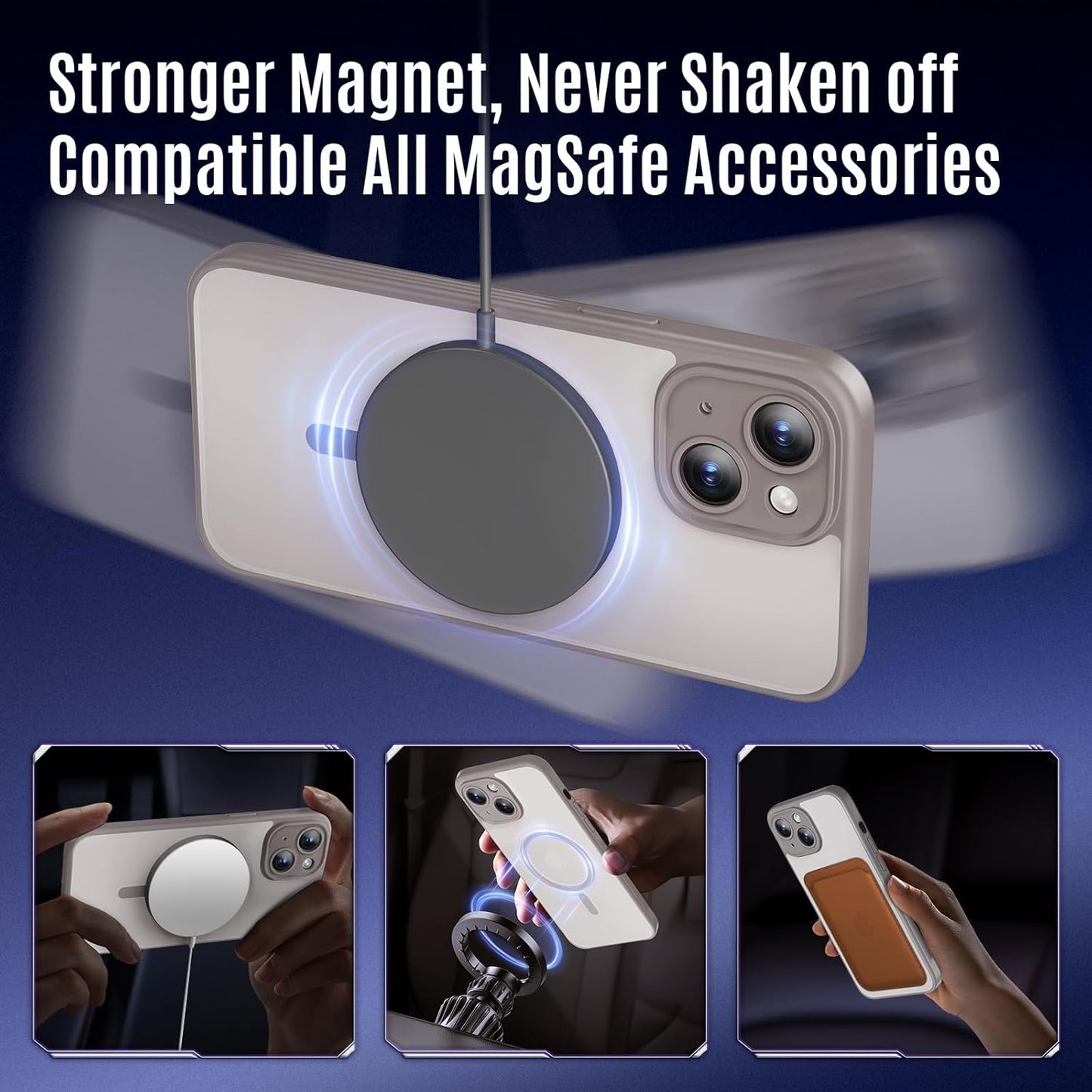 Designed for iPhone 14 Case, Compatible with MagSafe, with Privacy Screen Protectors X2, [Camera Protection] [15FT Military Drop Protection] Shockproof Phone Case, 6.1", Natural Titanium