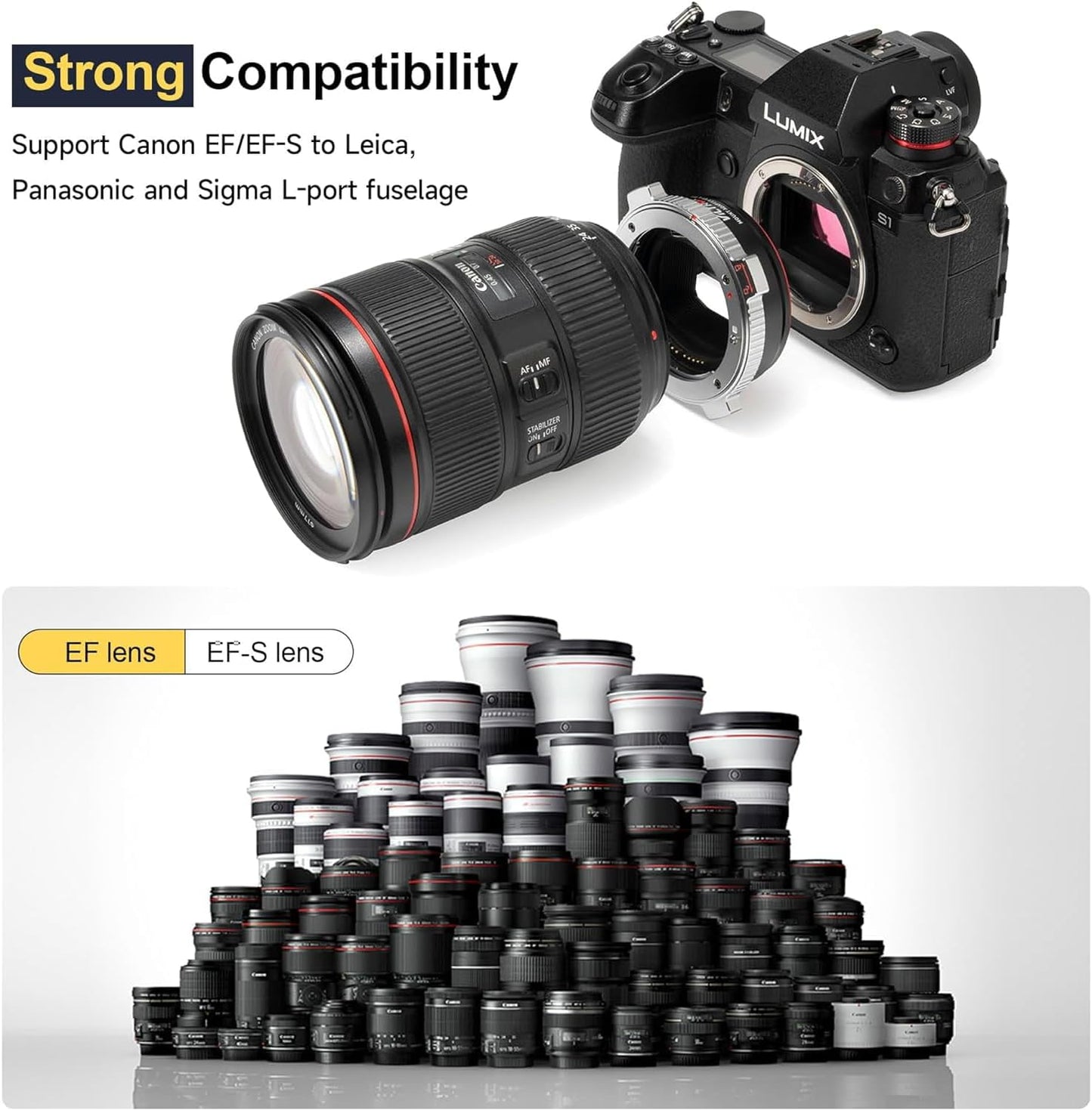VILTROX EF-L Pro Lens Mount Adapter EF/EF-S Lens to L mount Camera with Security Lock Autofocus Lens Converter Compatible with Canon EF/EF-S Lens to L-mount Camera Leica SL2/Lumix S1 S1H S5/Sigma fp L