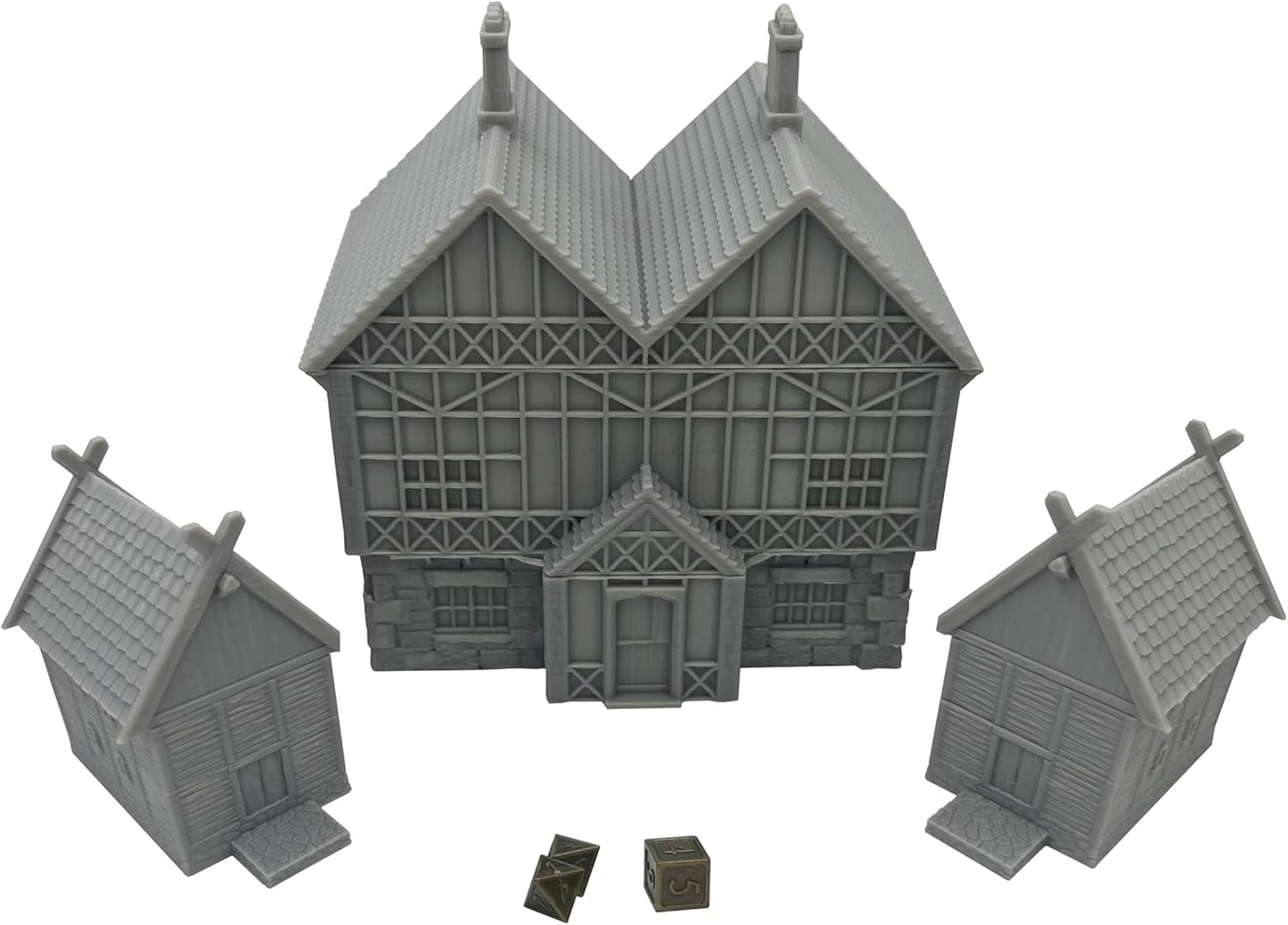 HAUTICO Miniature Buildings, Architecture Terrain Scenery for 18mm RPG Tabletop Wargame, DND, Paintable (HVillageHouses3-1)