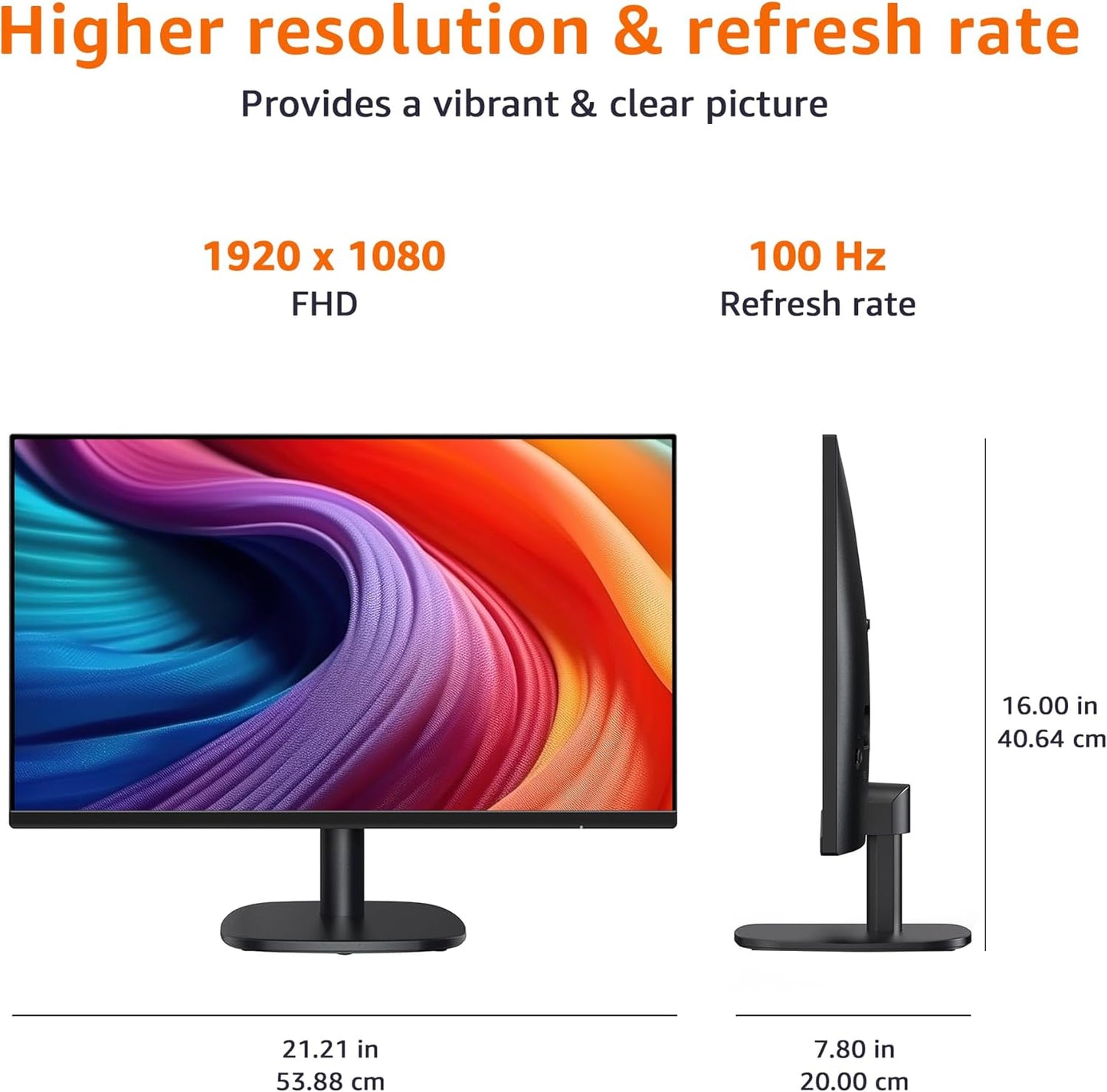 Amazon Basics 24 in Monitor, FHD 1080P, Max 100Hz, VESA Compatible, Built-in Speakers, Black