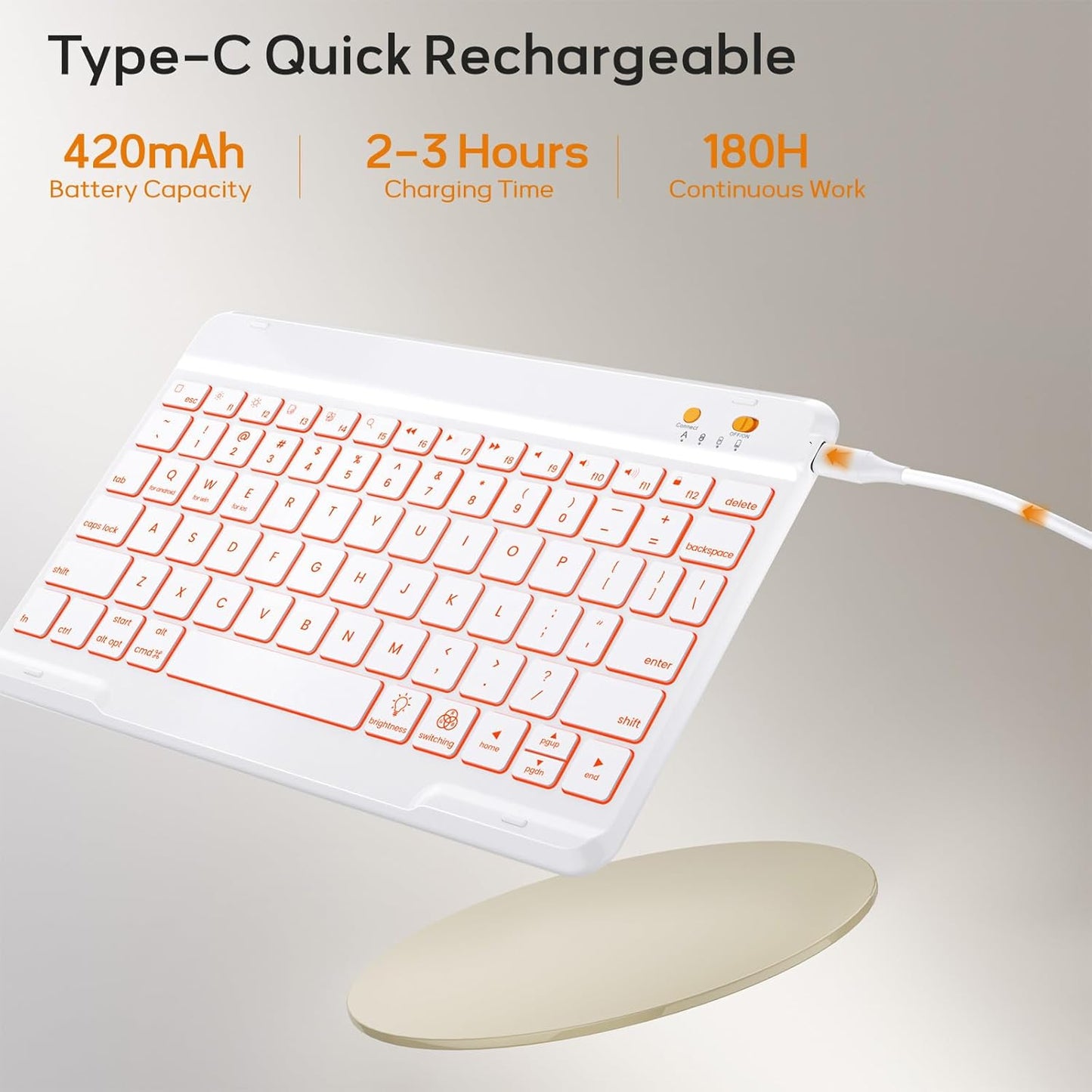 Keyboard Case for iPad 9th/8th/7th Generation-10.2 inch 2021/2020/2019, iPad Pro 10.5-inch, iPad Air 3 Gen Case with Backlit Keyboard, 360° Rotatable Detachable Folio with Pencil Holder (Pink)