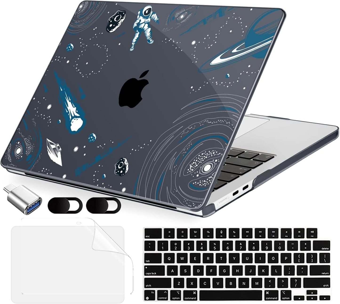 Compatible with MacBook Air 15 inch Case, M4 A3241/M3 A3114/M2 A2941 (Released 2025 to 2023), Hard Shell, Keyboard Cover, Screen Protector, Webcam Cover & Type-C Adapter, Aerospace