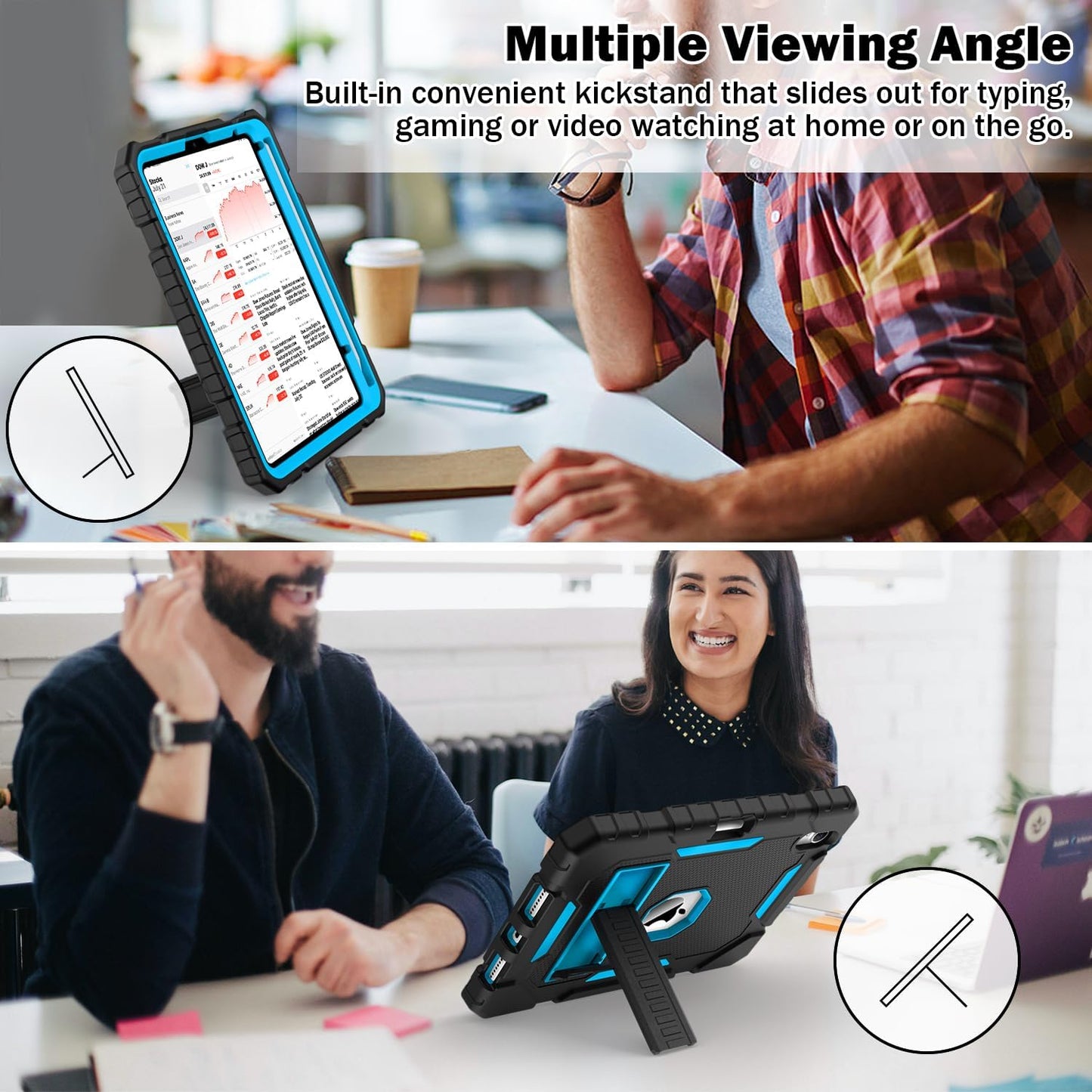 Grifobes Case for iPad Mini 7 (A17 Pro) 2024 / Mini 6 2021 8.3 inch, Heavy Duty Shockproof Rugged Cover with Pencil Holder Stand, for I Pad Mini 7th/6th Gen 8.3" Case for Kids Boys (Black+Blue)