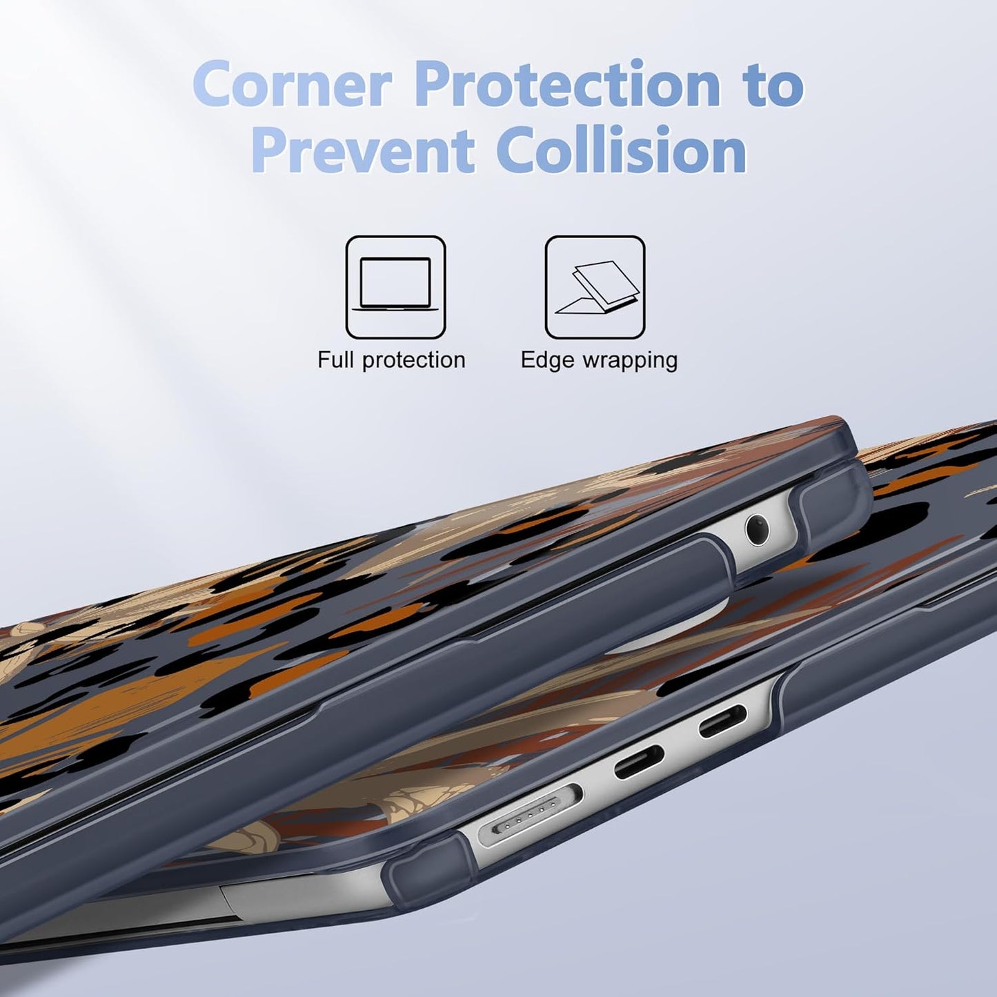 Case for MacBook Air 15 Inch 2025 2024 2023 Release M4 A3241 M3 A3114 M2 A2941, Hard Shell with Screen Protector & Keyboard Cover, Compatible with Touch ID - Palm Leaf