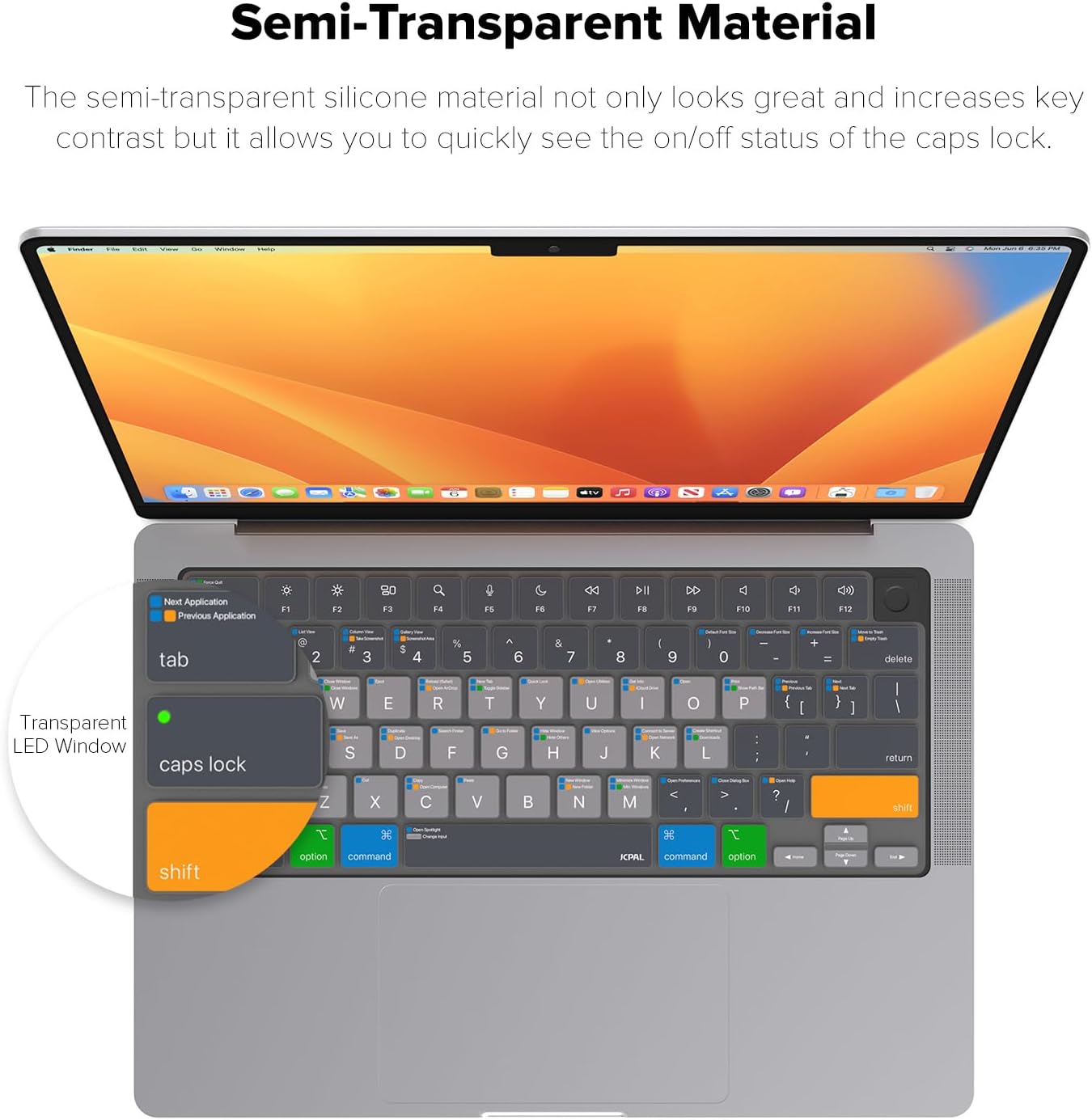 JCPal MacOS Shortcut Guide Keyboard Cover for Apple MacBook Pro 14 inch and MacBook Pro 16 inch (M1-M4 Models) and MacBook Air 13 inch and MacBook Air 15 inch (M2-M4 Models) (US-Layout)