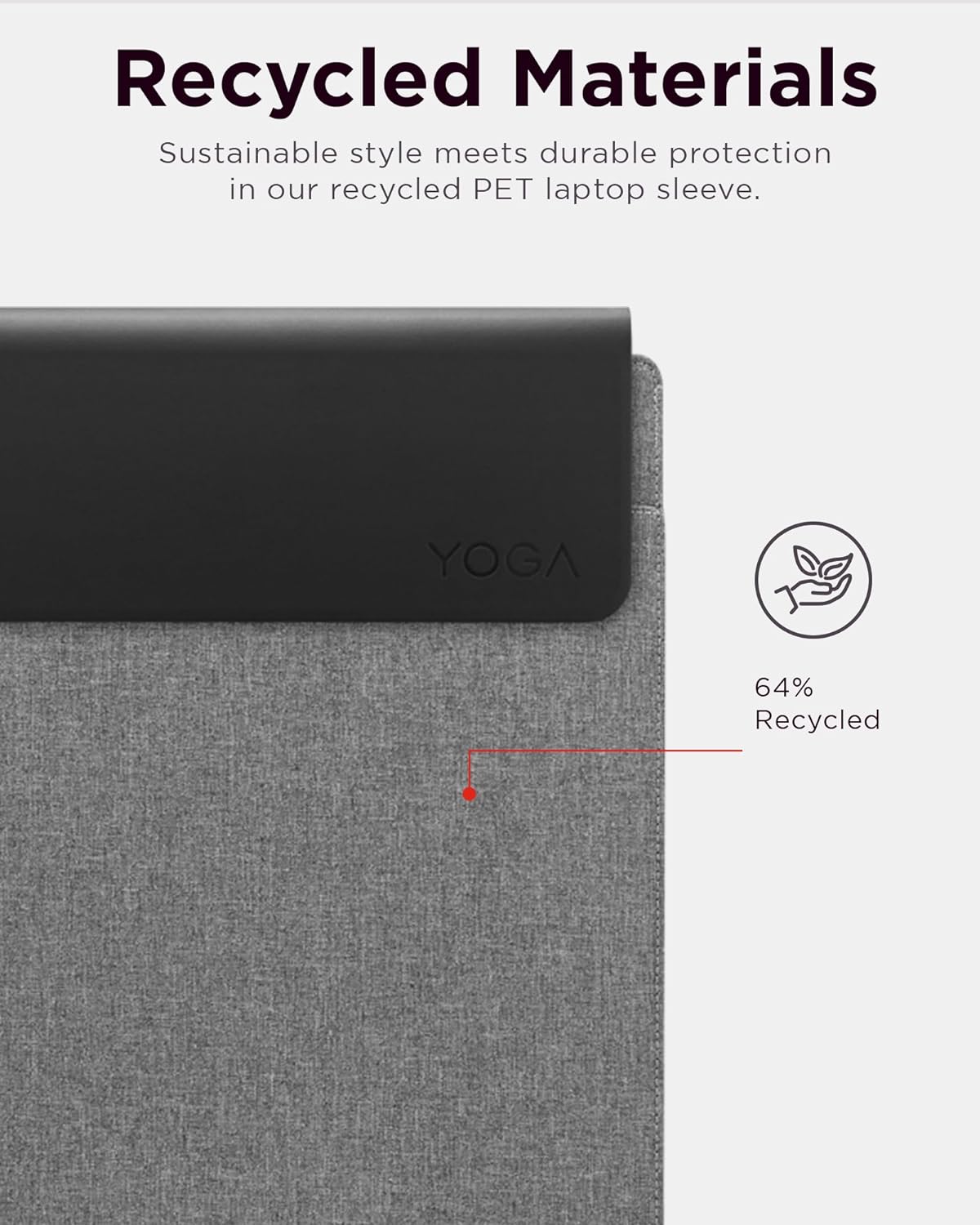 Lenovo Slim Laptop Sleeve 16 Inch Notebook/Tablet - Compatible with MacBook Air/Pro - Eco-Friendly Lightweight Case with Accessory Pocket & Magnetic Closure - Grey