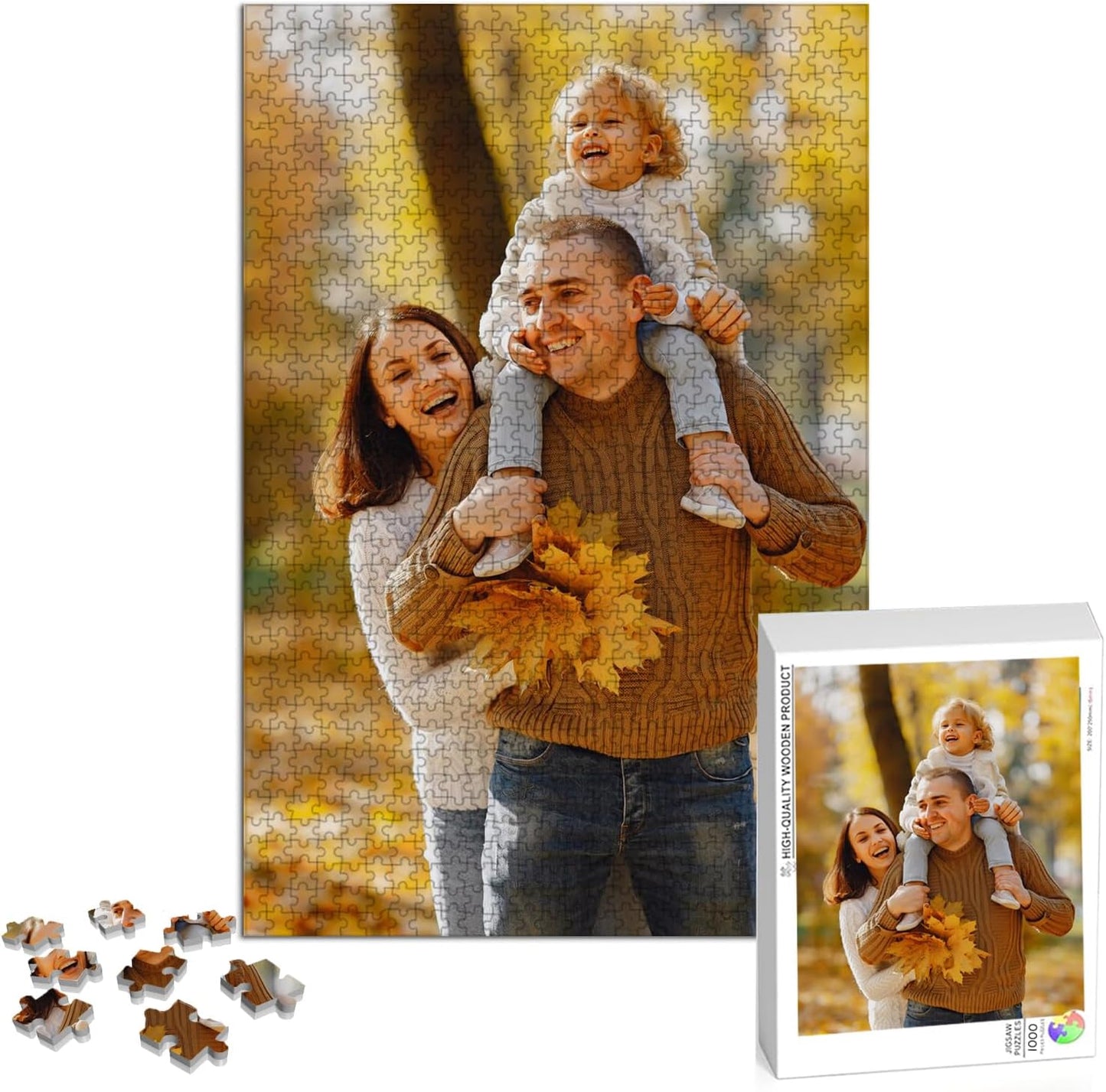 Custom Puzzle, Personalized Puzzle for Photos, Customized Puzzle 120/200/300/500/1000/1500 Pieces for Family, Christmas, Pet, Birthday, Wedding Gift