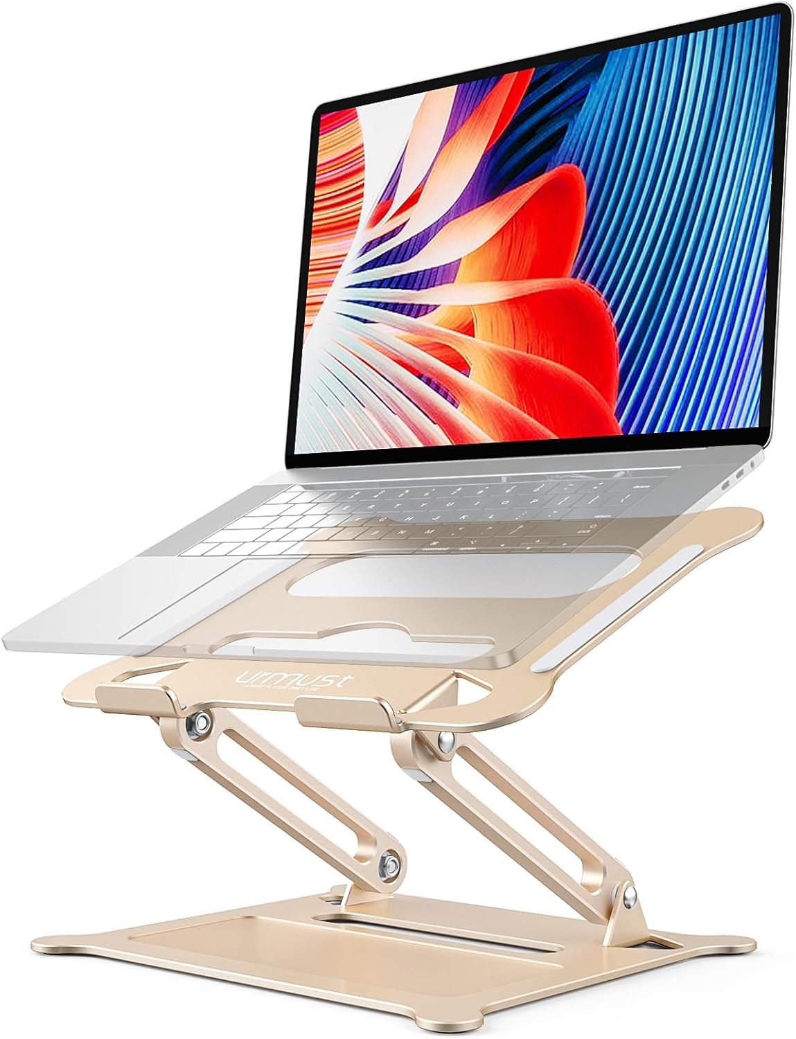 Urmust Laptop Notebook Stand Holder Adjustable Ultrabook Stand Riser Portable Compatible with MacBook Air Pro HP Dell XPS Lenovo All laptops 10-15.6"(Light Gold)