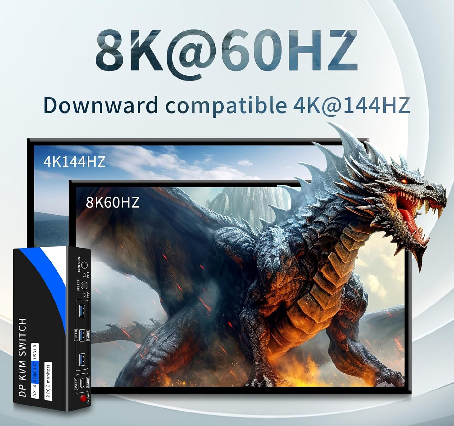 Dual Monitor Kvm Switch 2 Monitors 2 Computers HDMI 4k@60HZ,USB3.0. kvm switches 1 Monitors 2 Monitor 2 Computers,USB switcher 2 Computers Keyboard Mouse Switch (USB3.0+8KDP)