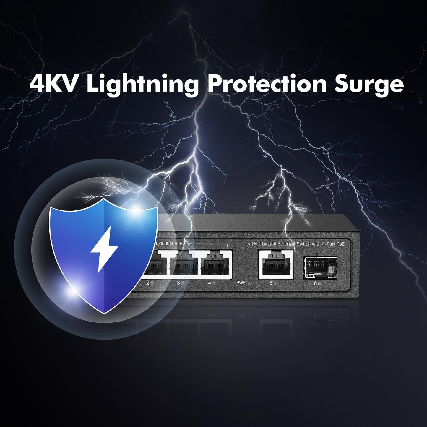 YuLinca 6 Port Mini Gigabit PoE Switch with 4 PoE+ Port, 1 Gigaibt RJ45 Uplink, 1 Gigabit SFP, IEEE802.3af/at, Max 65W, Metal Fanless Plug & Play Ethernet Switch