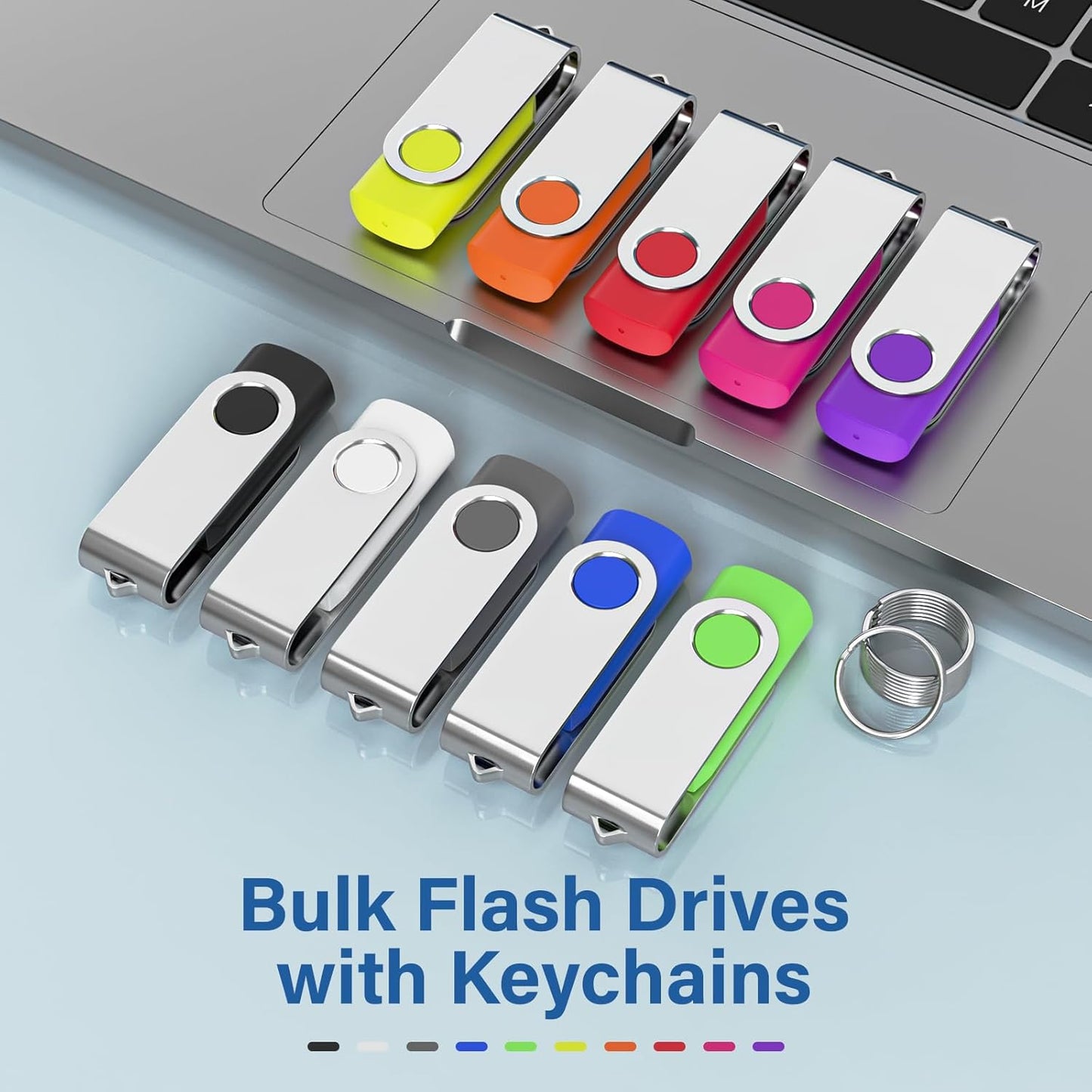 Flash Drives 128MB 20 Pack with Keychains, Swivel USB 2.0 Thumb Drives Bulk USB Drive Memory Stick Thumb Drives Pack (Mixcolors)