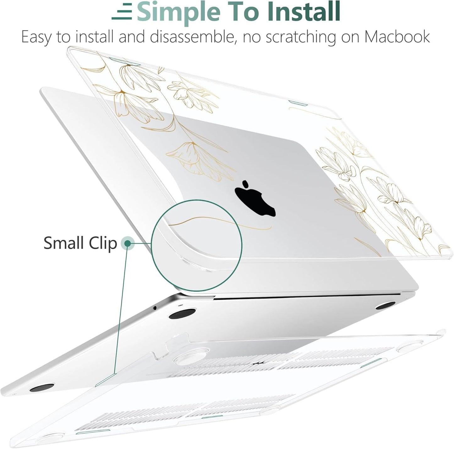 TWOLSKOO Compatible with M4 MacBook Air 15 inch Case 2025-2023 Released Model M4 A3241 M3 A3114 M2 A2941, Plastic Hard Shell & Screen Protector & Keyboard Cover & Trackpad Film, Florals X449