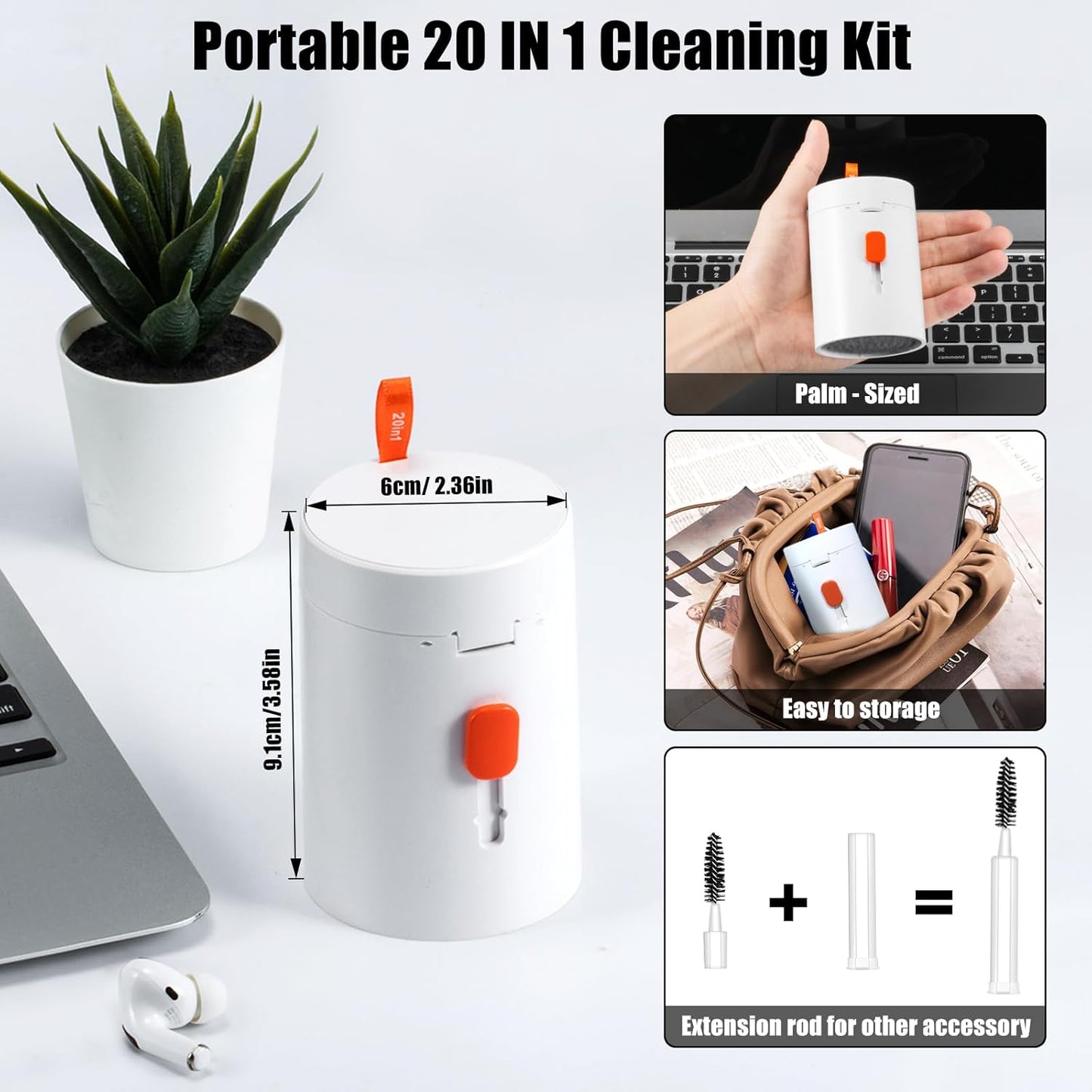 walrfid 2pcs White Pink Computer Keyboard Cleaner Kit, Laptop Screen Cleaning Spray for iPhone AirPod Phone MacBook iPad, 20-in-1 Electronic Clean Brush Tool for Earbud iPod TV Earphone Camera