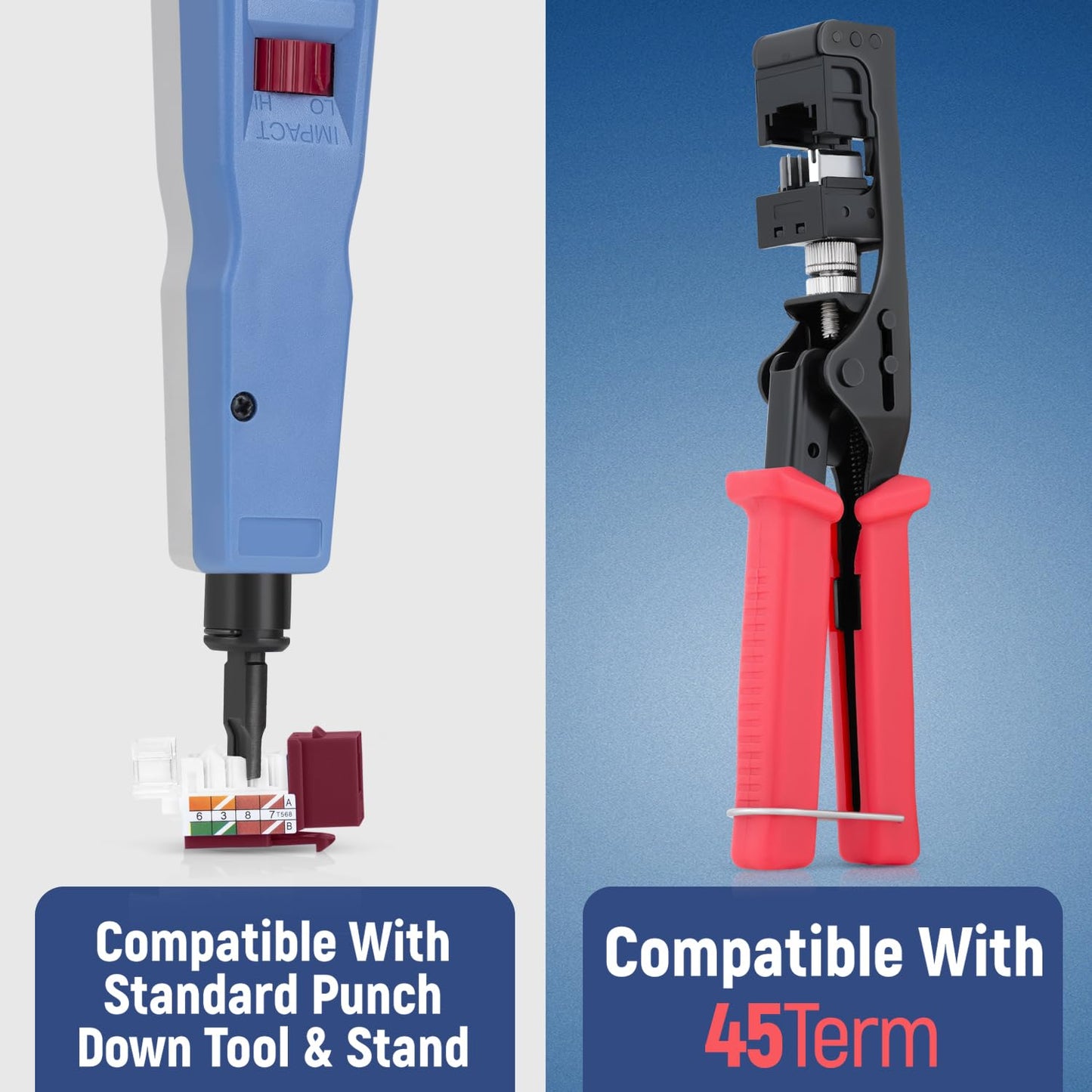 Everest 45° Angled RJ45 Cat6A Keystone Jacks 10-Pack in Red - Slim Profile Female RJ45 Connectors - Cat 6A Keystone Jack - Compatible with 45° Angled Speed Termination Tool - 45Term (B0BL3GS7ZY)