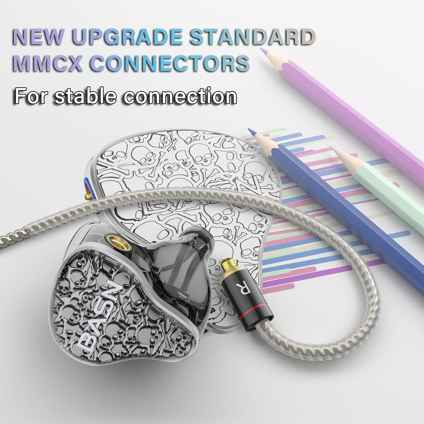 BASN Bmaster5 in Ear Monitors, 5 Drivers Drummer Headphones with Powerful Bass, Noise Isolation IEM Earbuds with Detachable MMCX Sliver-Plated OFC Cable for Musicians (Midnight Black, MMCX)