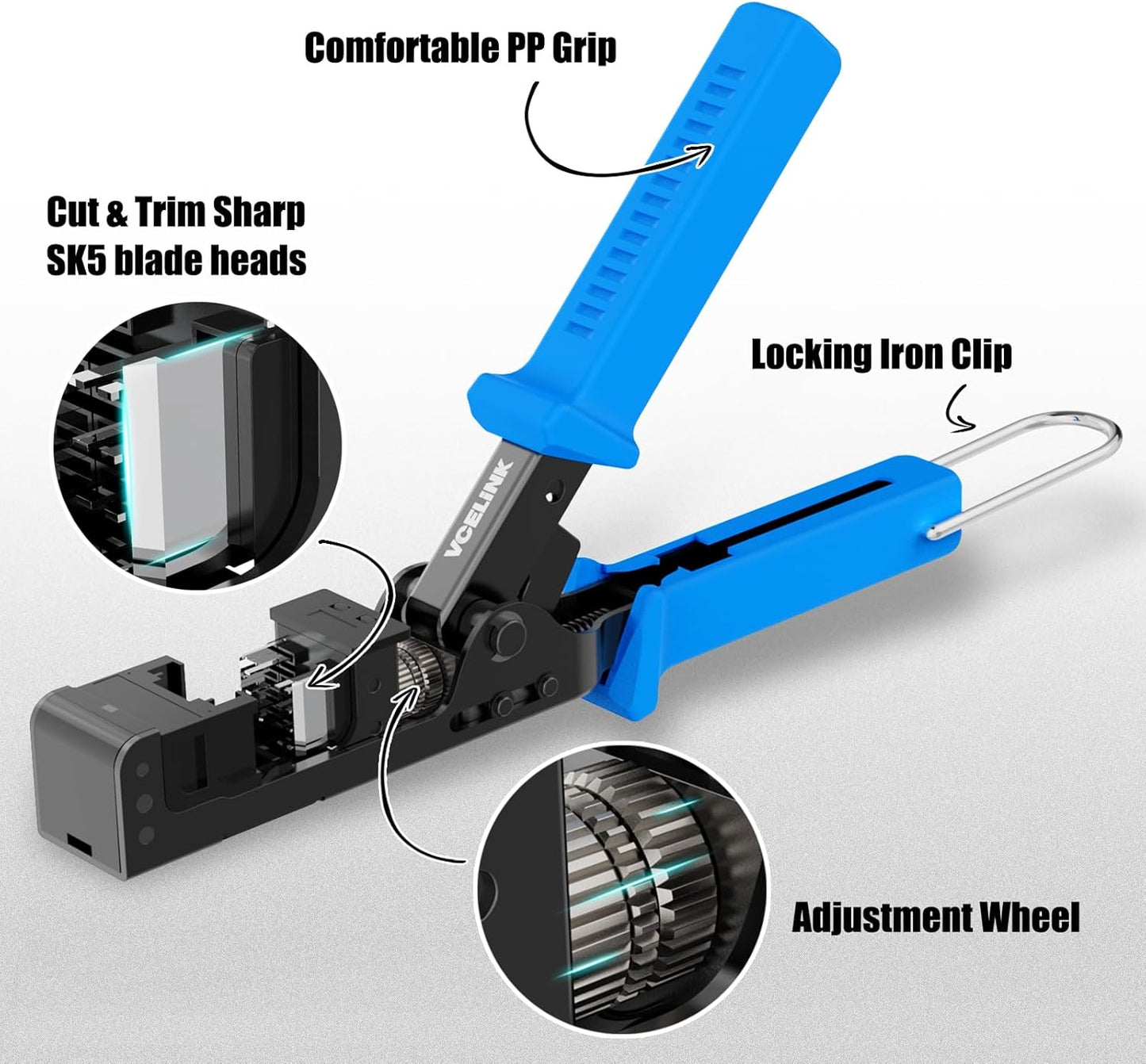 VCELINK Speed Termination Keystone Tool Only for VCE 90-Degree Keystone Jacks, Cat5e/Cat6/Cat6A Ethernet Cable Rj45 Punch Down Tool