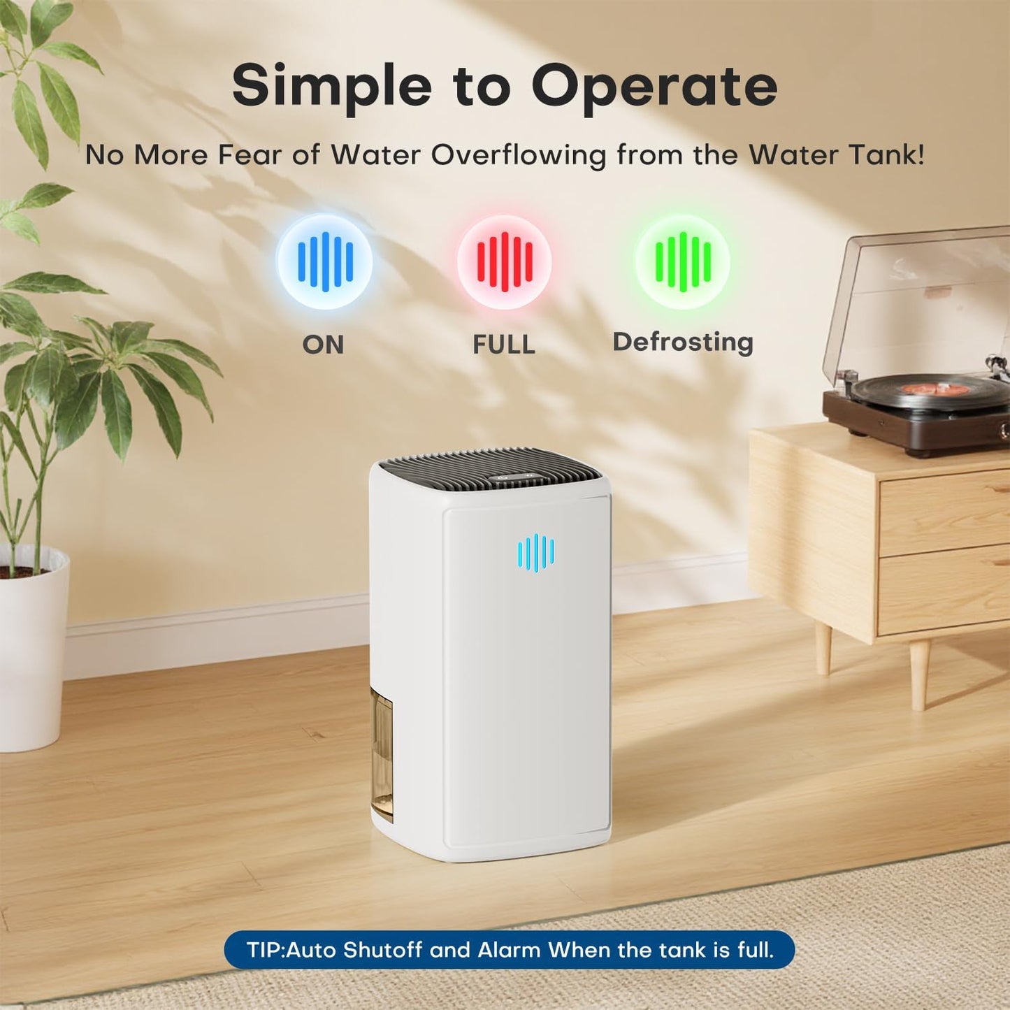 Dehumidifier,TABYIK 38OZ,Small,Quiet, Energy-Saving Dehumidifier with Auto Shut Off, for Bathrooms, Closets, and RVs