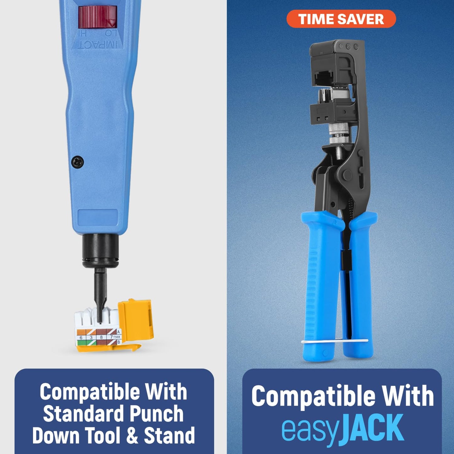 Everest 90° Angled RJ45 Cat6 Keystone Jacks 50-Pack in Yellow - Slim Profile Female RJ45 Connectors - Cat 6 Keystone Jack - Compatible with 90° Angled Speed Termination Tool - easyJACK (B094WB91H3)