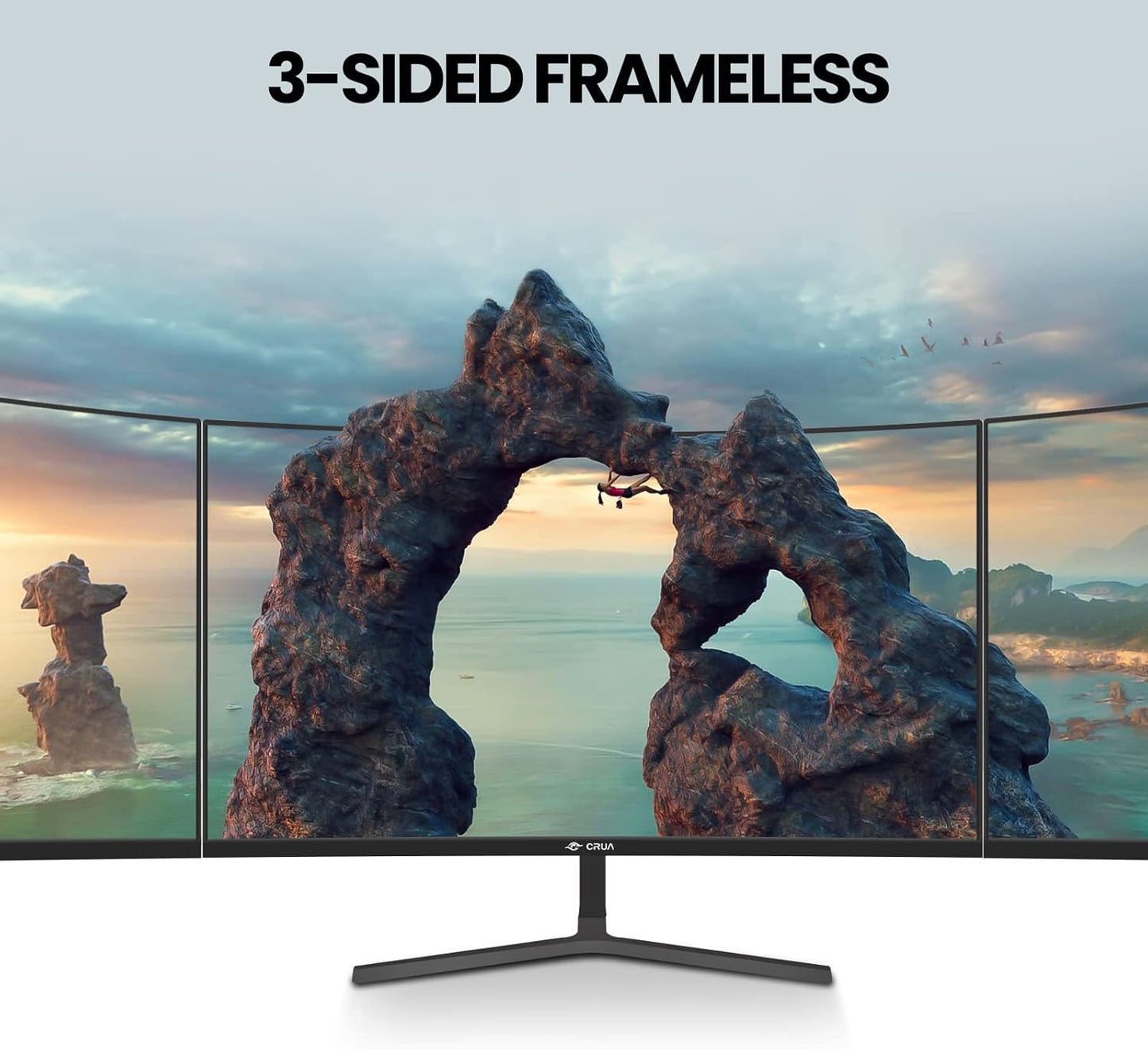 CRUA 24" Curved Monitor, FHD(1920×1080P) 100HZ, 99% sRGB Color Gamut Computer Monitors, Narrow Bezels on Three Sides, Blue Light Filter PC Monitor for Home, Office and Dormitory(HDMI, VGA)-Black