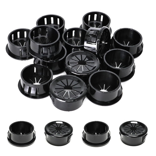 25 Pcs Cable Grommet, Snap Bushing 7/8" (22 mm) Mounting Diameter, Flexible Petal-Shaped Buckle Round Nylon Desk Grommet for Wires Through Countertop Cord Organizer and Protection, Black