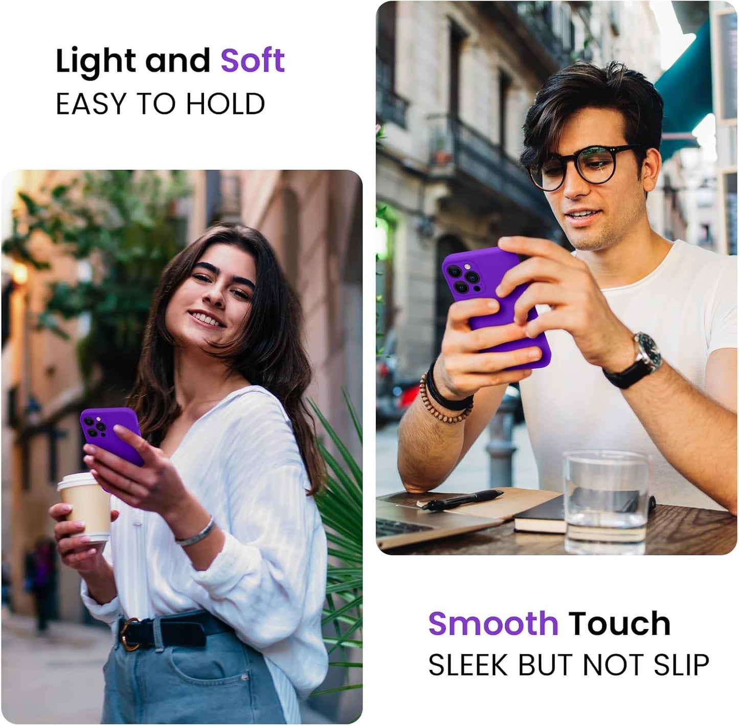 FireNova Designed for iPhone 15 Pro Max Case, Silicone Upgraded [Camera Protection] Phone Case with [2 Screen Protectors], Soft Anti-Scratch Microfiber Lining Inside, 6.7 inch, Neon Purple