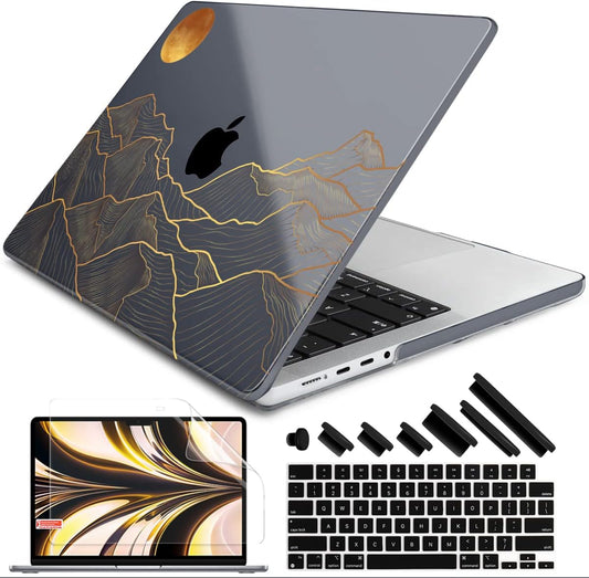DONGKE for M4 MacBook Pro 16 Inch Case 2024 2023 2021 A3403 A3186 M3 A2991 M2 A2780 M1 A2485 Pro/Max Chip, Plastic Hard Shell Case & Keyboard Cover for Mac Pro 16 with Touch ID, Abstract Mountain