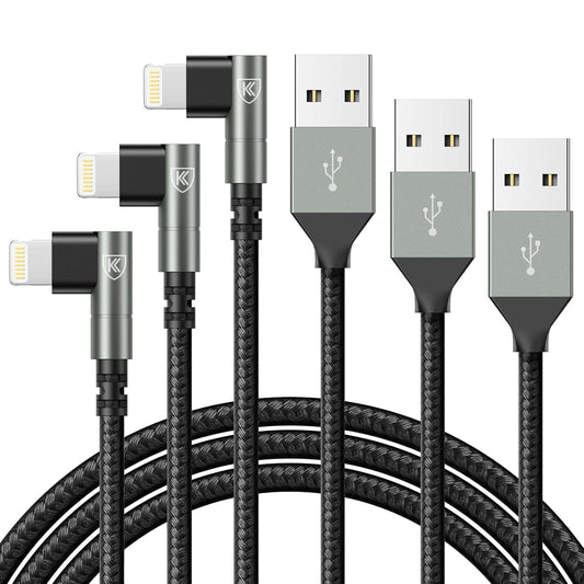 iPhone Charger 10FT,3Pack 90 Degree Charging Cable, [Apple MFi Certified] Long Lightning Cable Fast Charging Cord Compatible for iPhone 14/13/12/11/Pro/Max/Mini/X/Plus/8/7/6/5S/SE/Plus/iPad (10FT)