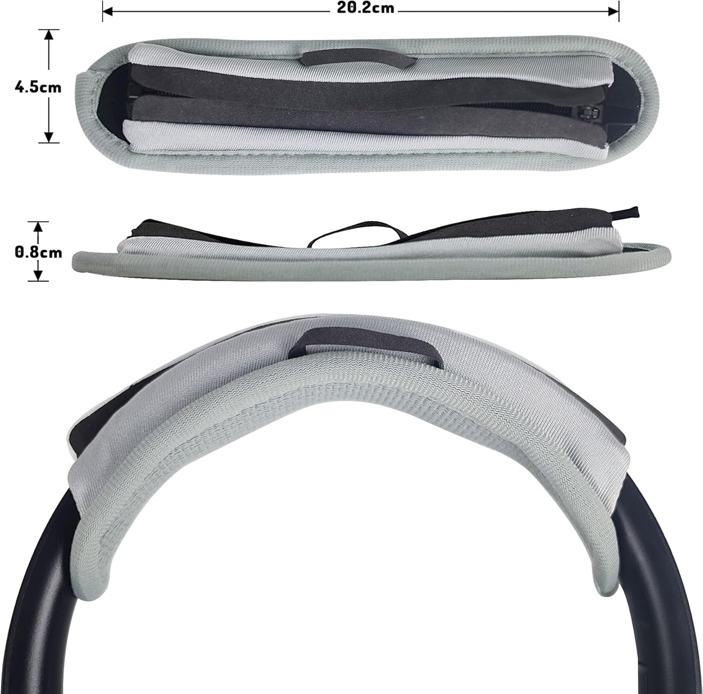 Adhiper Universal Headphone Headband Cover for Sony Beats Bose Soundcore HyperX ATH Skullcandy JBL Jabra, Headband Cover Protector for Sony XM6, XM5, XM4 & Beats Studio Pro/Solo4 Headphones - Gray