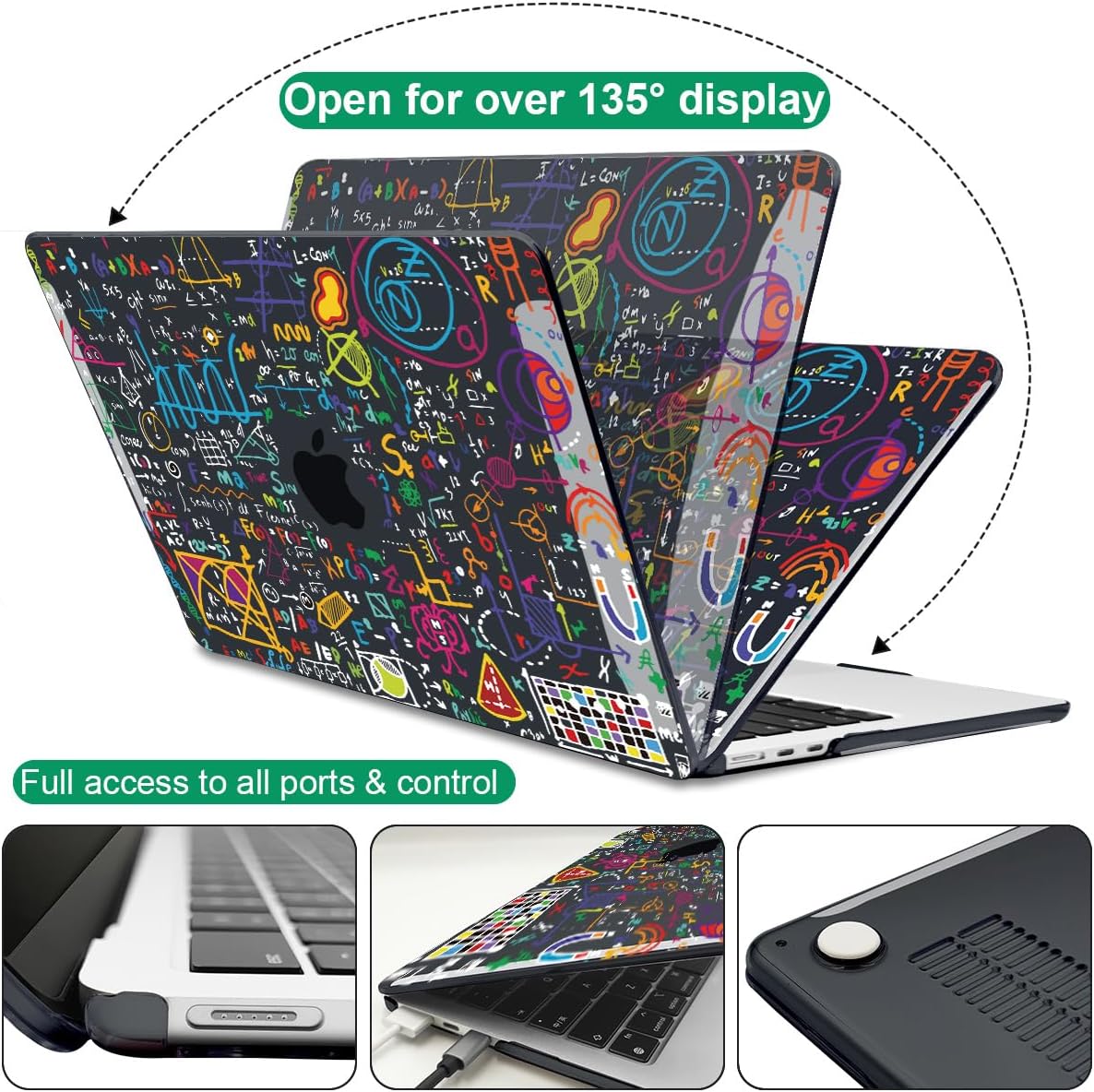 Compatible with M4 MacBook Air 13.6 inch Case 2025 2024 2023 2022 A3240 A3113 M3 A2681 M2 Chip, Crystal Printed Pattern Plastic Hard Case Cover for Mac Air 13 M4 Touch ID, Abundant Formula
