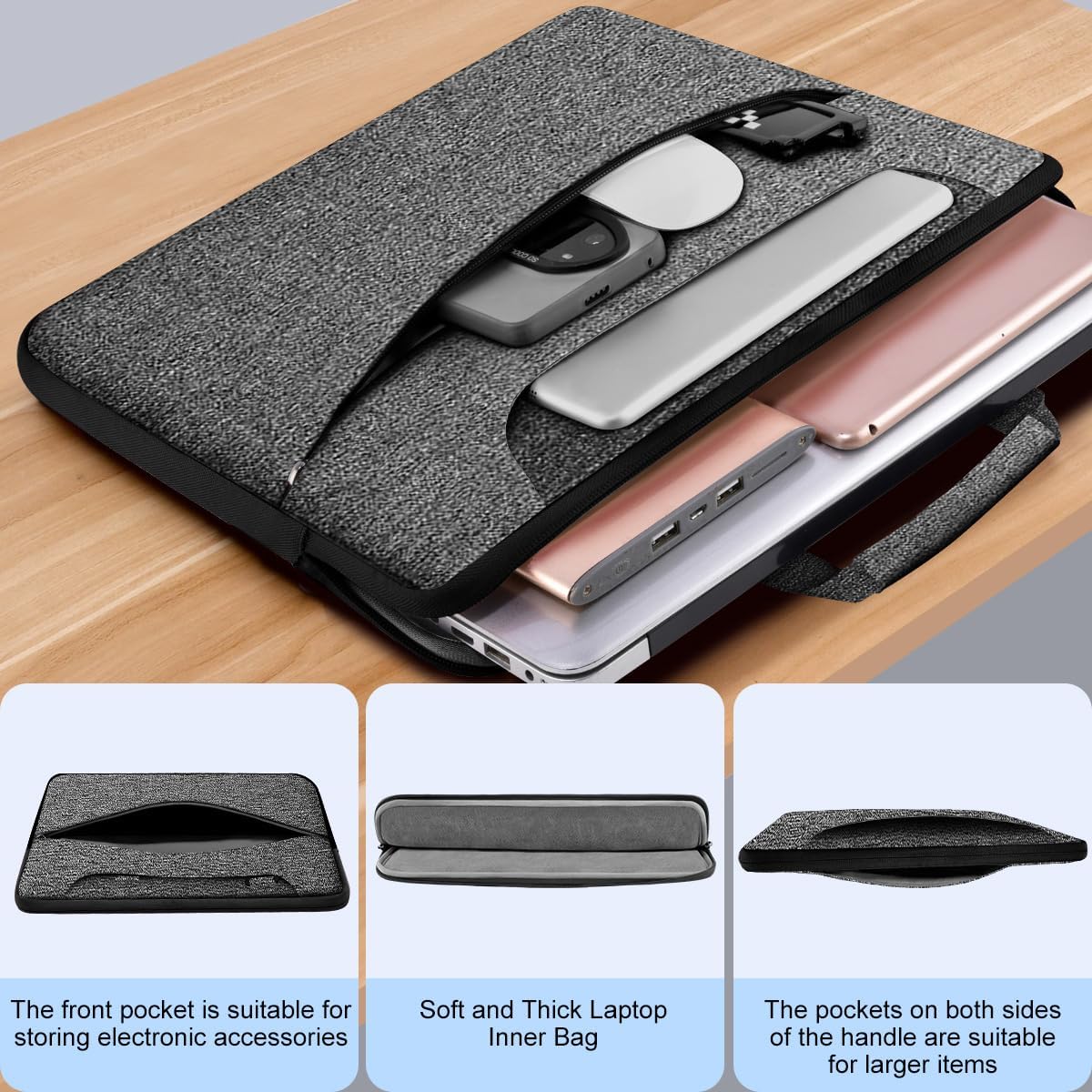 Universal Laptop Shoulder Bag 13-17.3 Inch Shockproof Briefcase with Multi-Pockets & Adjustable Strap for MacBook Pro/Air