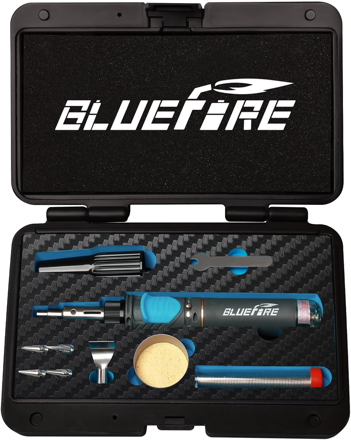 BLUEFIRE MRT-1117K Cordless Butane Soldering Iron Kit Portable Multi-Purpose Mini Torch for Electronics, Jewelry, Welding & Brazing|Self-Igniting,Flame Control,Light Weight,Rapid Heat Up,Inflatable