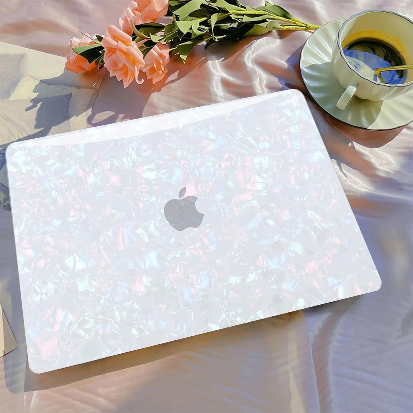 B BELK Compatible with MacBook Air 13 inch Case 2025 2024 2023 2022 M4 M3 M2 A3240 A3113 A2681, Plastic Laptop Hard Shell +Keyboard Cover +Screen Protector for MacBook Air 13.6 inch Case, Shiny Pearl