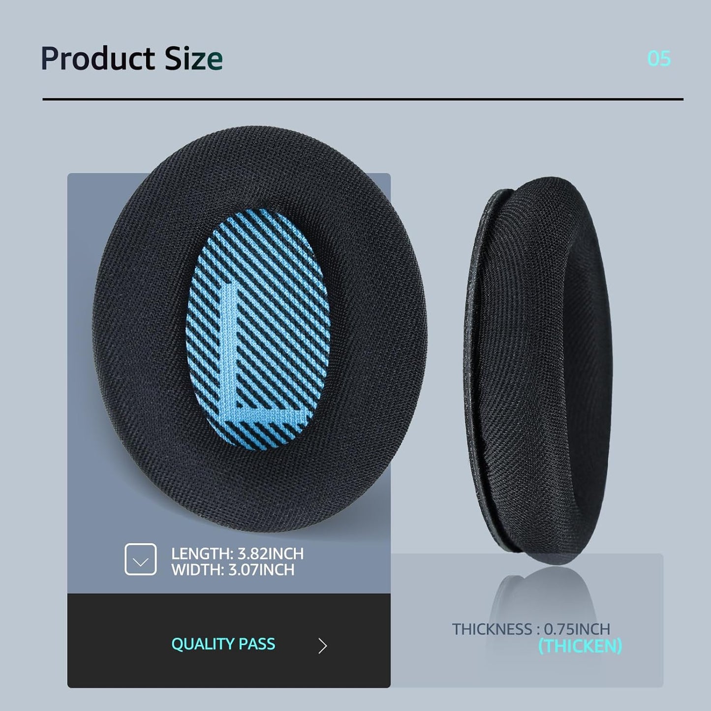 Fabric Comfort -Wzsipod Ear Pads for Bose QuietComfort 35/Qc35ii Headphones, Compatible with QC45 QC25 QC2 QC15 & More Series, Replacement Exclusive Styles, s1