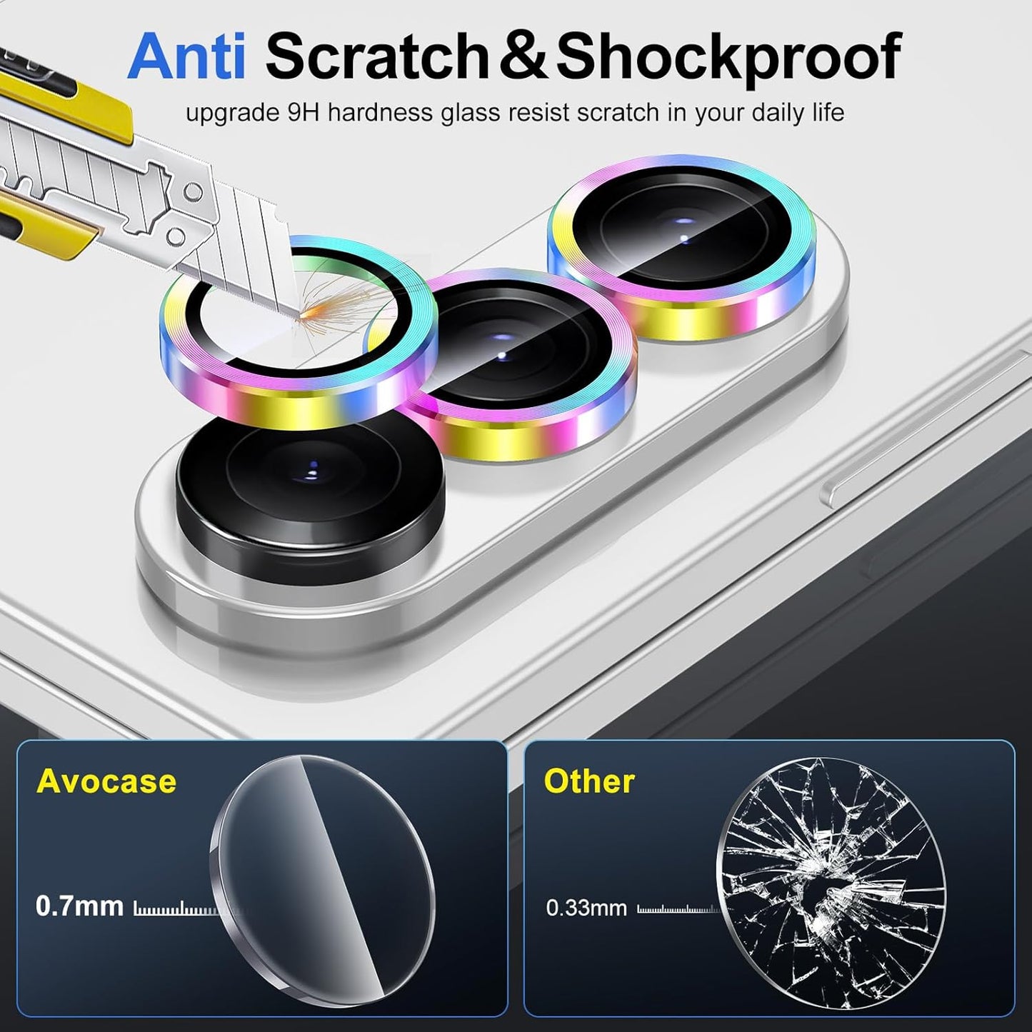 for Samsung Galaxy Z Fold 7 Camera Lens Protector, Individual Metal Ring Tempered Glass Lens Cover, [Strong Adsorption] Scratch Resistant Ultra-Thin HD Clear Lens Cover, 1 Set-Colorful