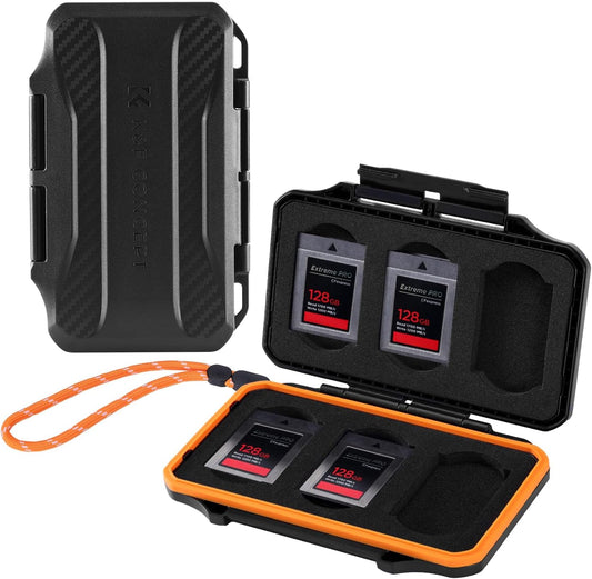 K&F Concept 6 Slots XQD Cfexpress Type-B Card Holder, Water-Resistant Memory Card Storage Carring Case, Shockproof Card Protection Box Organizer