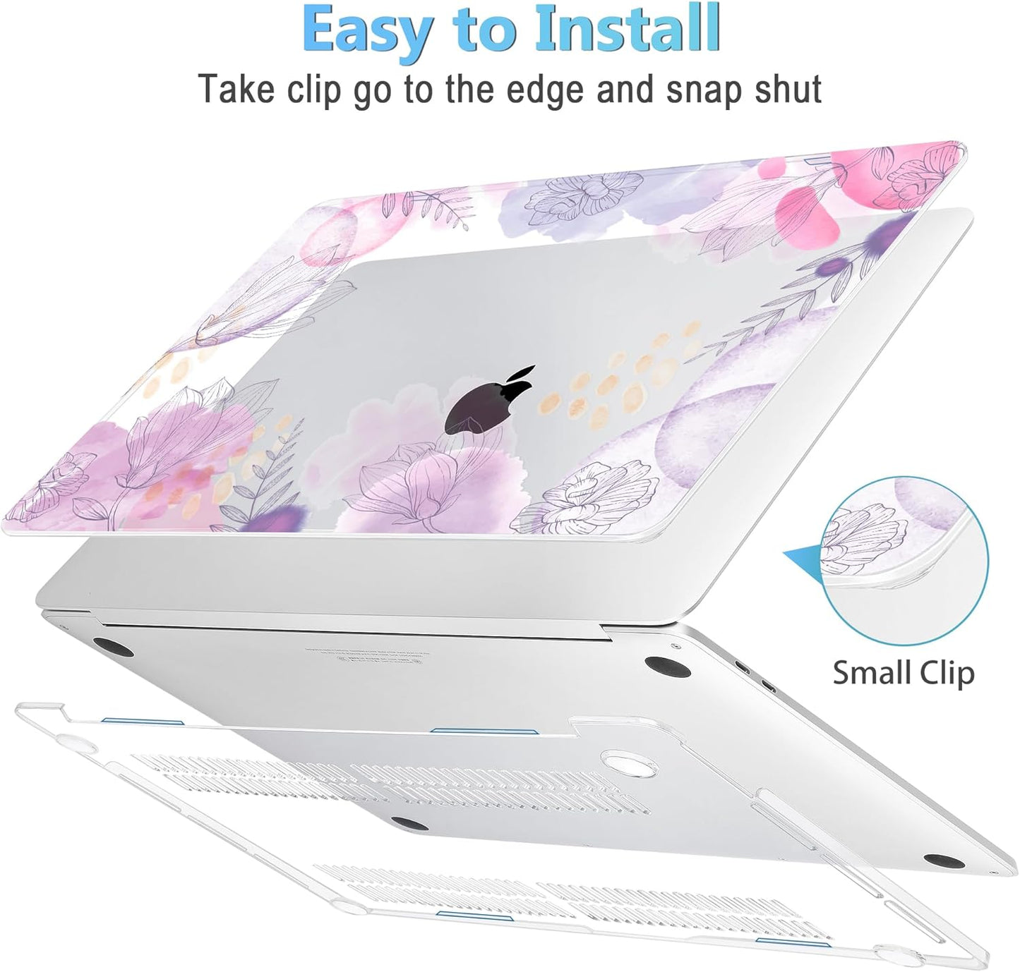 Mektron for MacBook Air 13 Case A1466/A1369 (2010-2017 Release), Snap-on Plastic Hard Shell Cover for MacBook Air 13.3 inch with Keyboard Cover,Floral S753