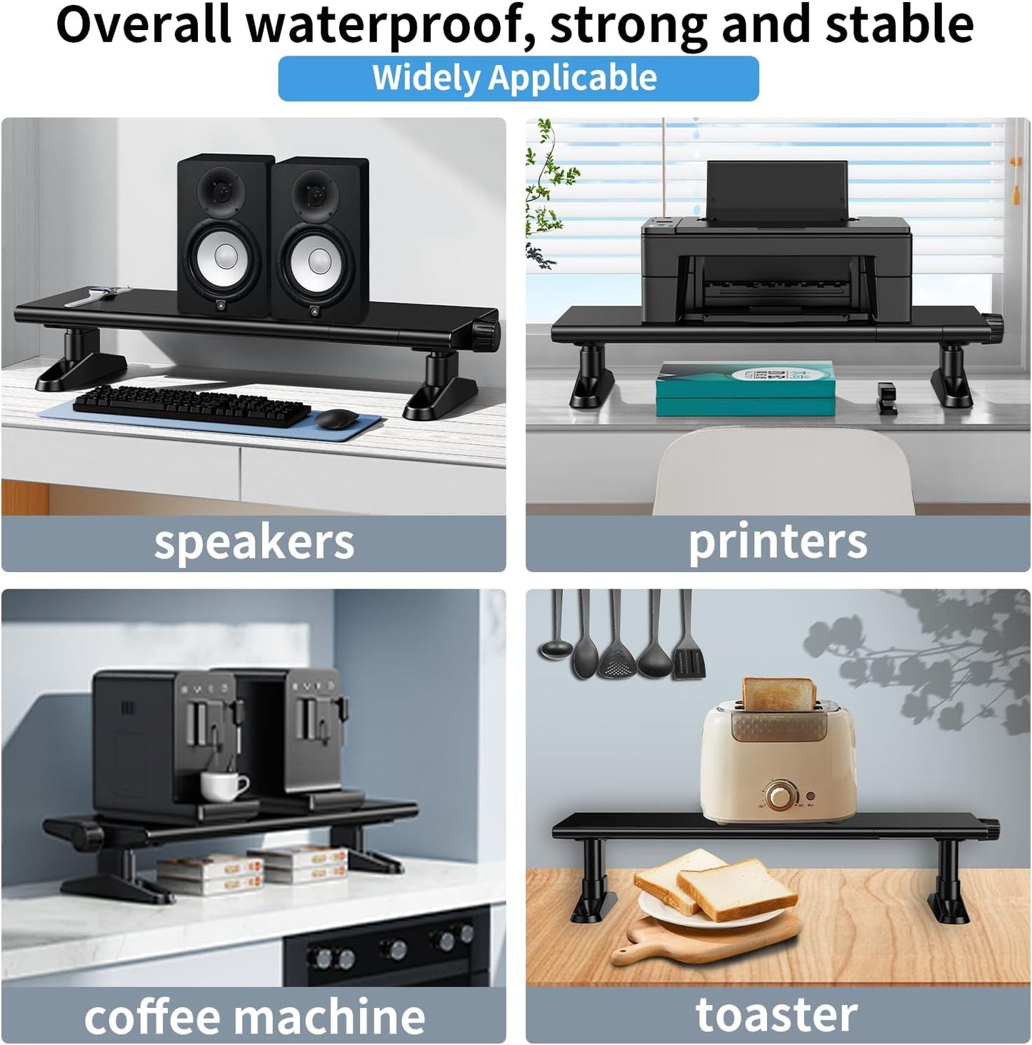 Computer Monitor Stand Riser for Desk,4.5-6.3 Inches Freely Height Adjustable with Cellphone Holder,Multi-Purpose Desktop Organizer Monitor Stands Riser for Computer,Laptop,Printer,TV (BLack)
