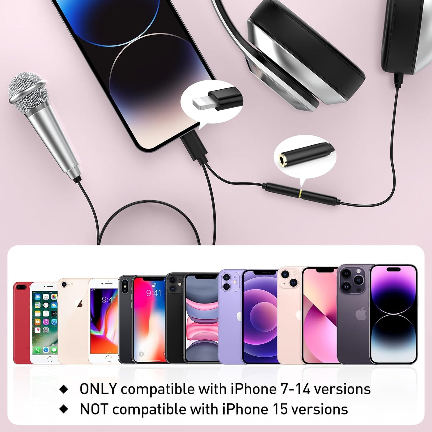 2PCS Mini Microphone for iPhone iPad Small ASMR Tiny Microphone for Voice Video Recording Singing, Vlogging, YouTube Two Mics Rose Golden and Black