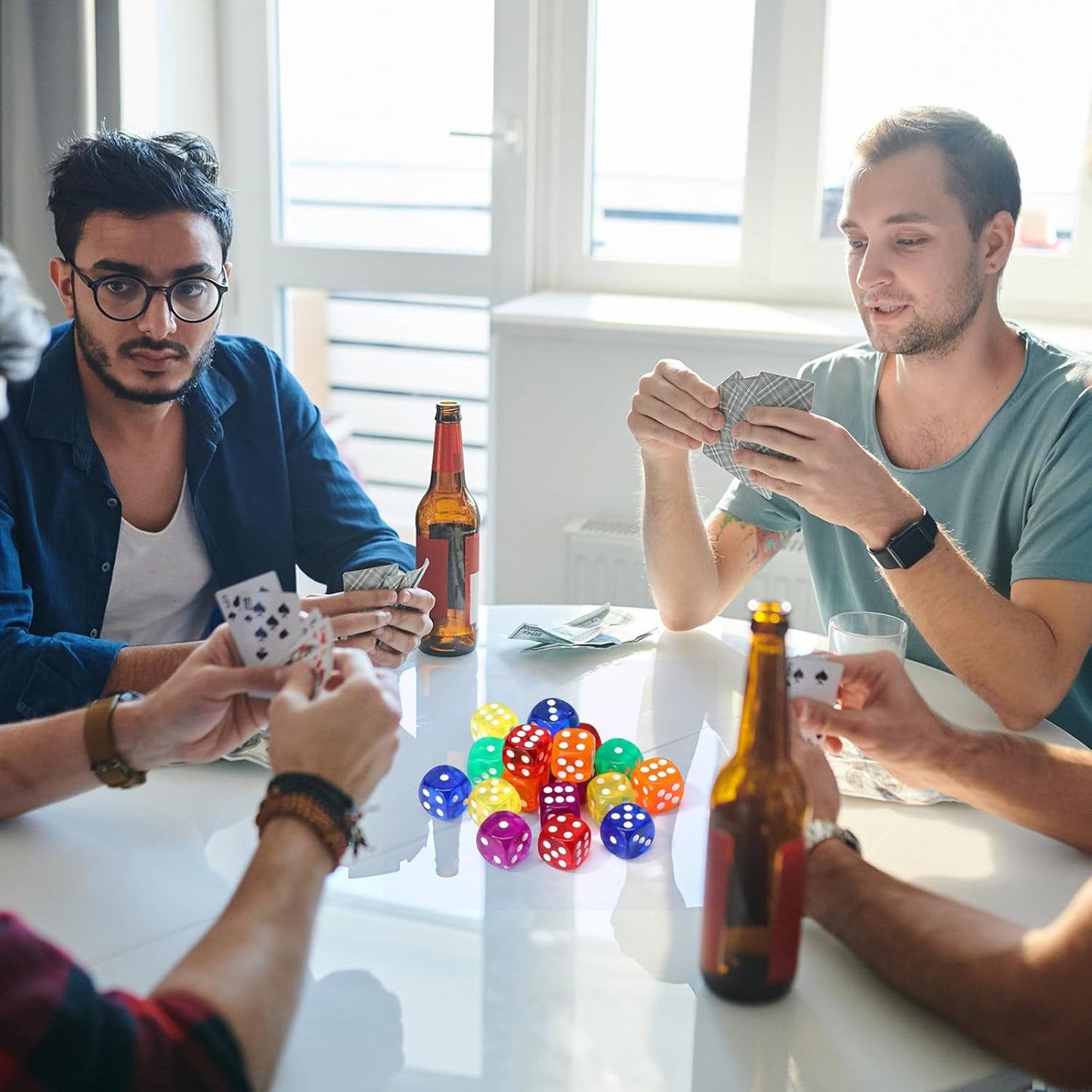 18 Pcs Casino Theme Party Dice Large Opaque Jumbo Acrylic D6 Dice for Casino, Craps, Table Games and Board Games(19 mm,Vivid Color)