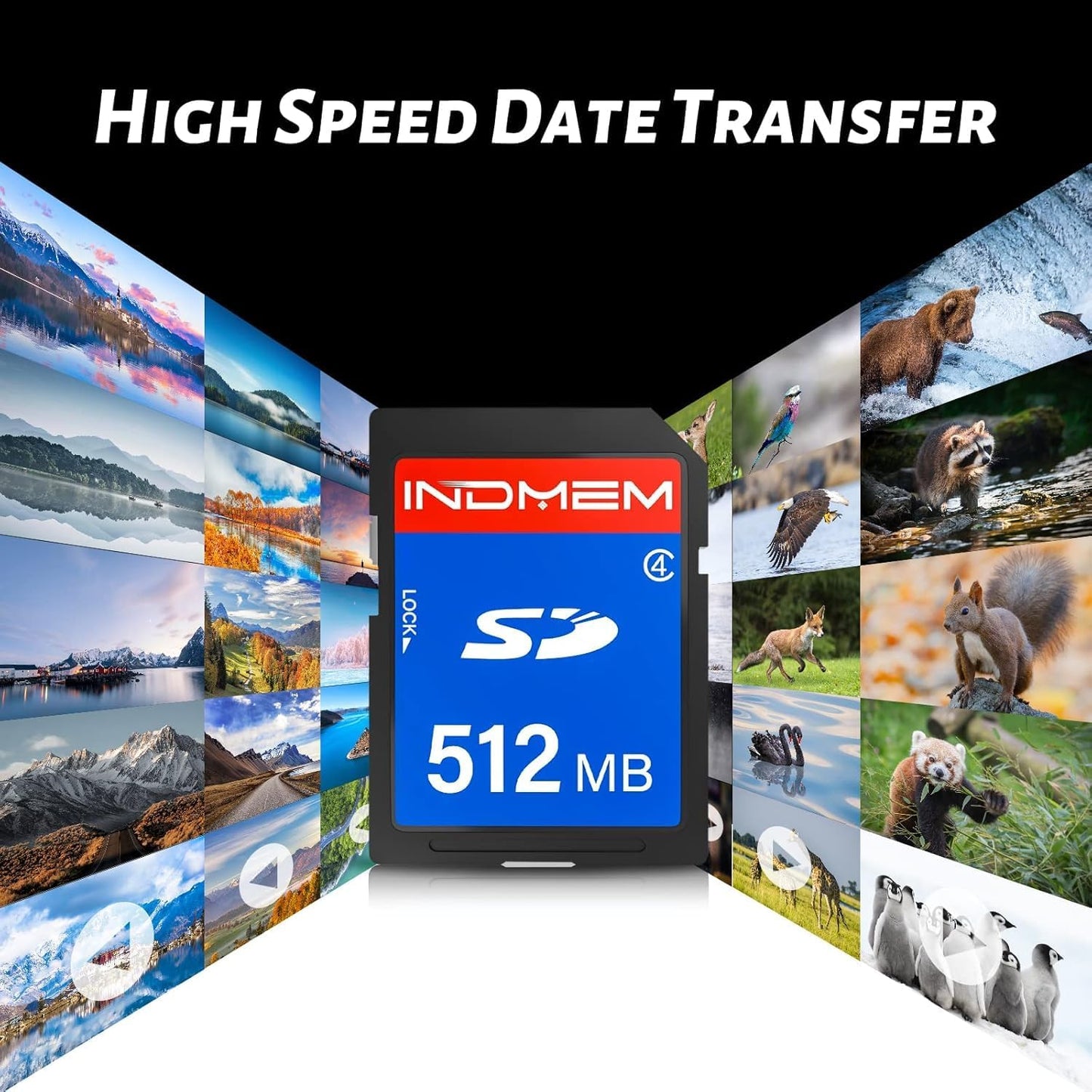 INDMEM SD Card 512MB, 10 Packs Class 4 512MB Flash Memory Card MLC Standard Secure Digital Cards Camera Cards