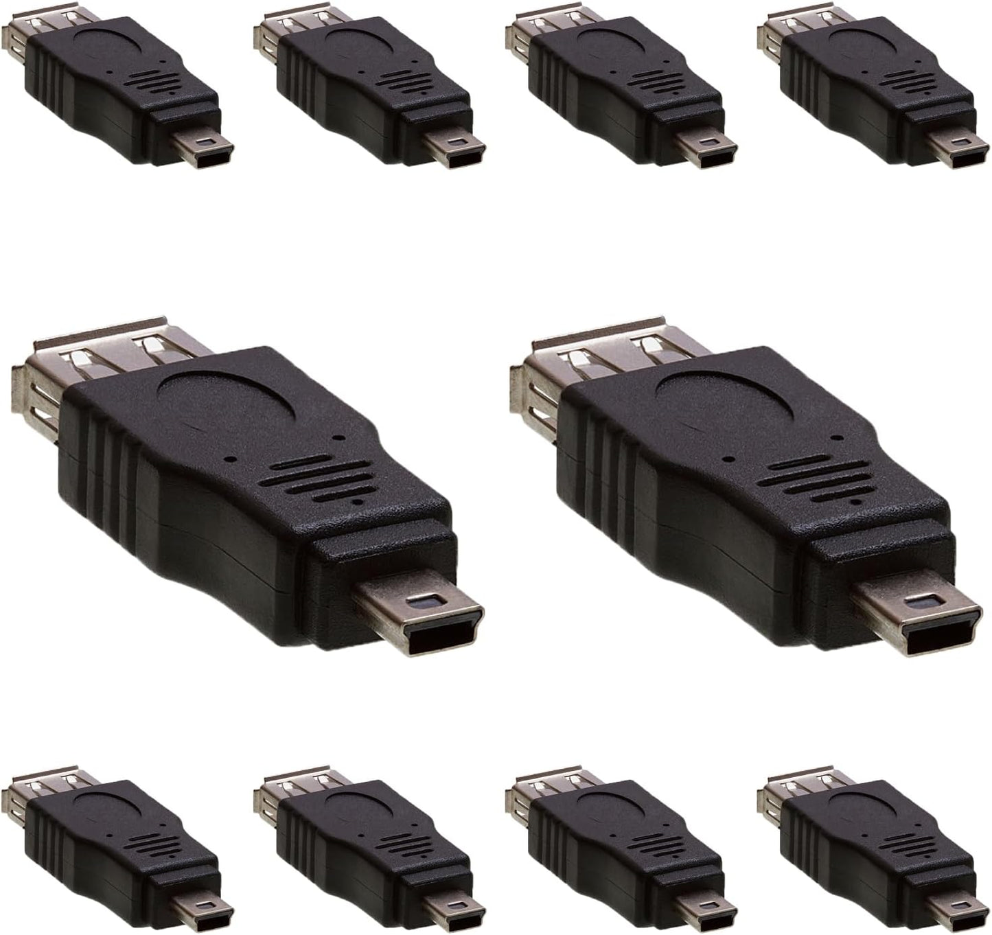 Cmple - [10 Pack Mini USB to USB Adapter Standard USB 2.0 A Female Jack to Mini B Male Plug OTG Connector Converter for Digital Cameras Tablets Dash Cams Transfer Photos to Computer