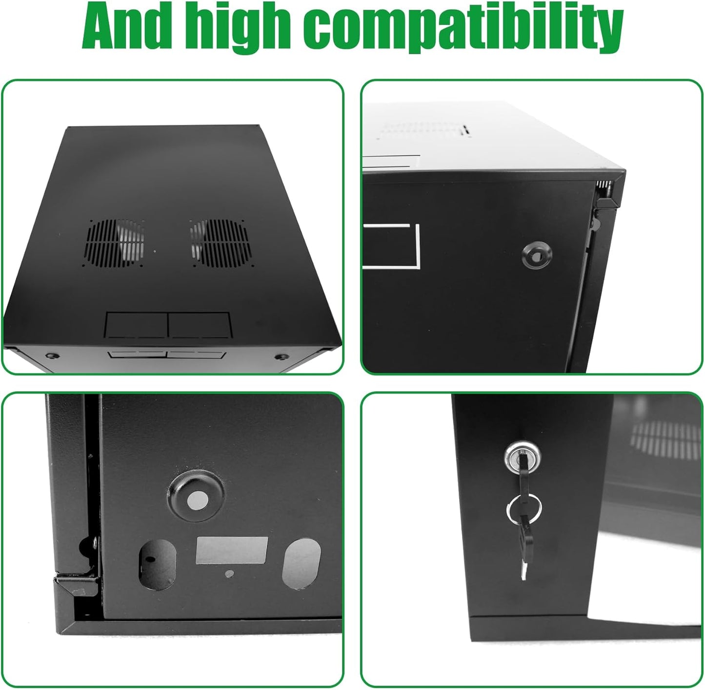 15U Server Cabinet Wall Mount Rack Enclosure with Caster Wheels 2 Server Fans Locking Glass Door Removable Side Panels 19" Network Cabinet 15-18.5" Installation Depth Heavy-Duty Frame (32INCH, 15U)